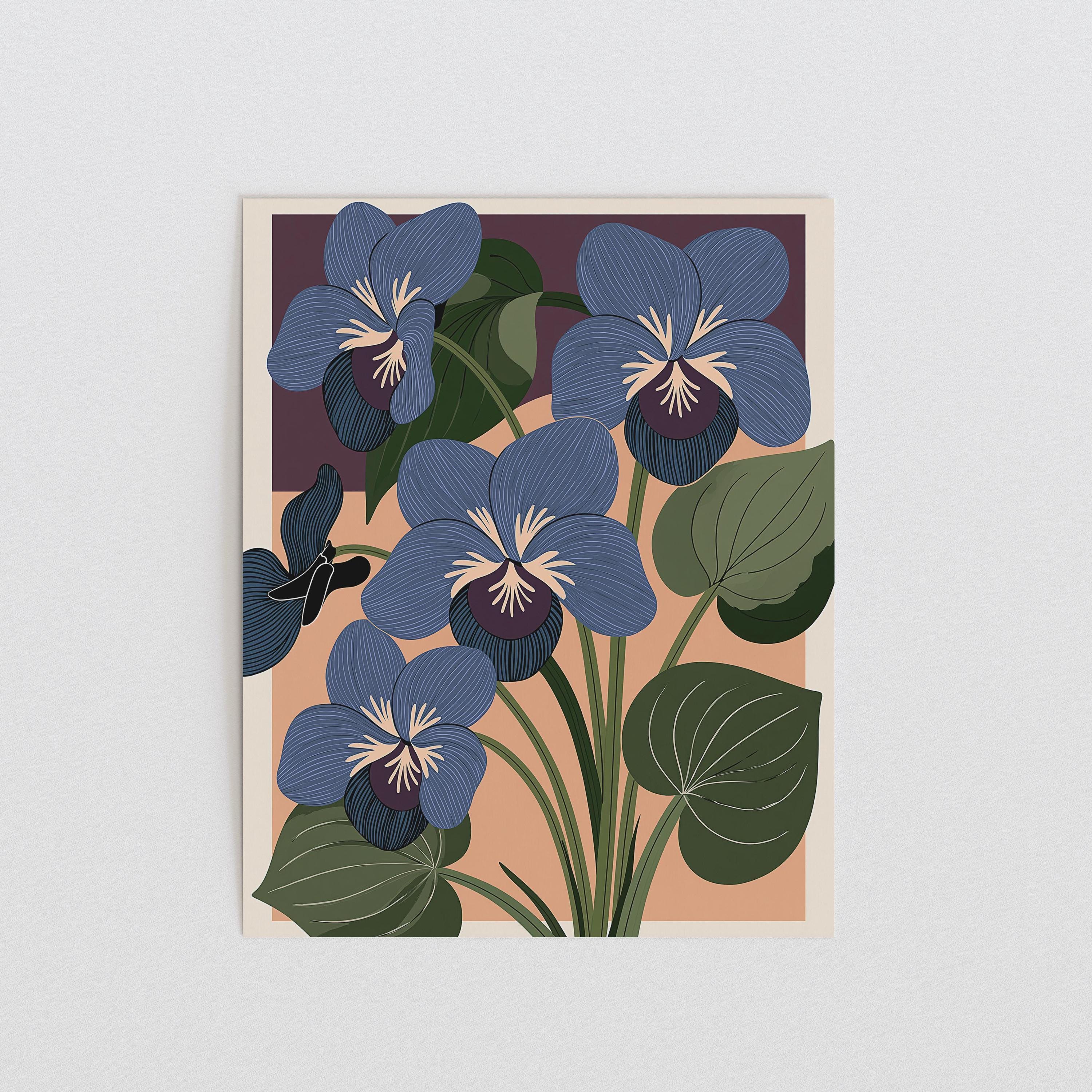 Rhode Island state flower art print, violet