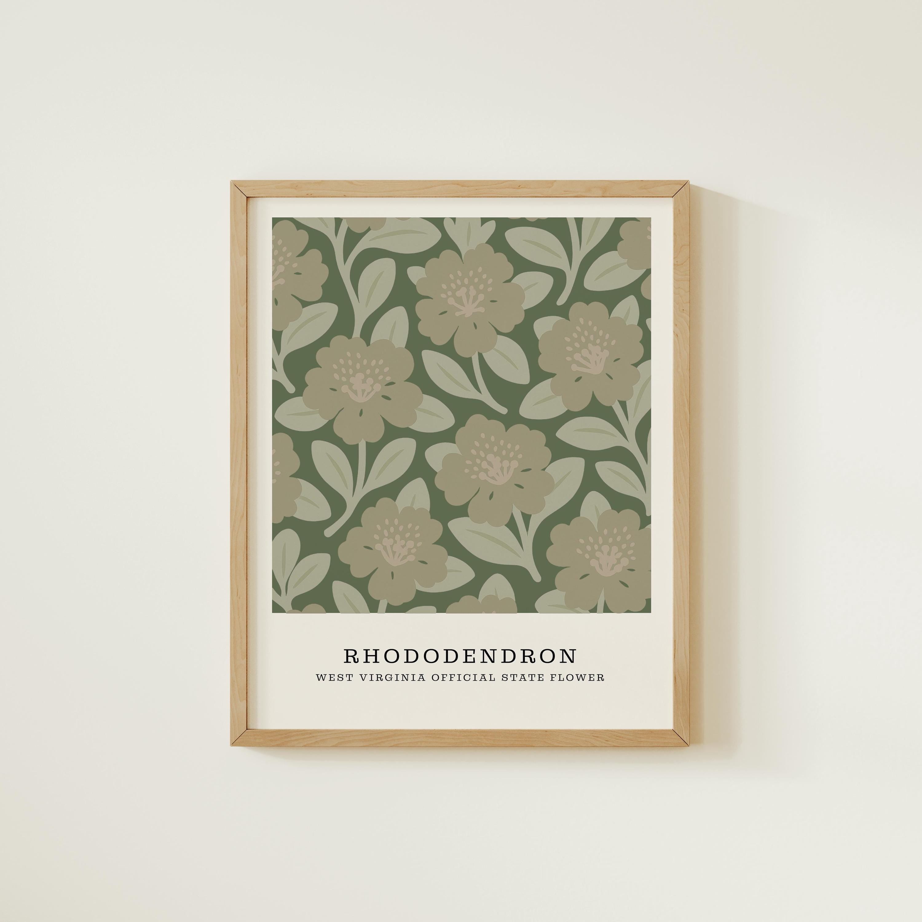 West Virginia state flower art print, rhododendron