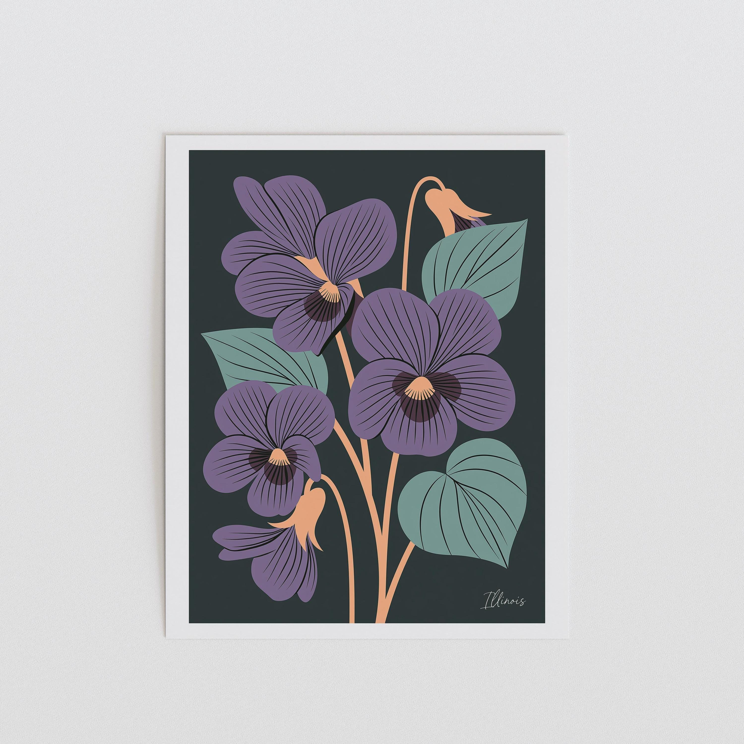 Illinois state flower art print, violet