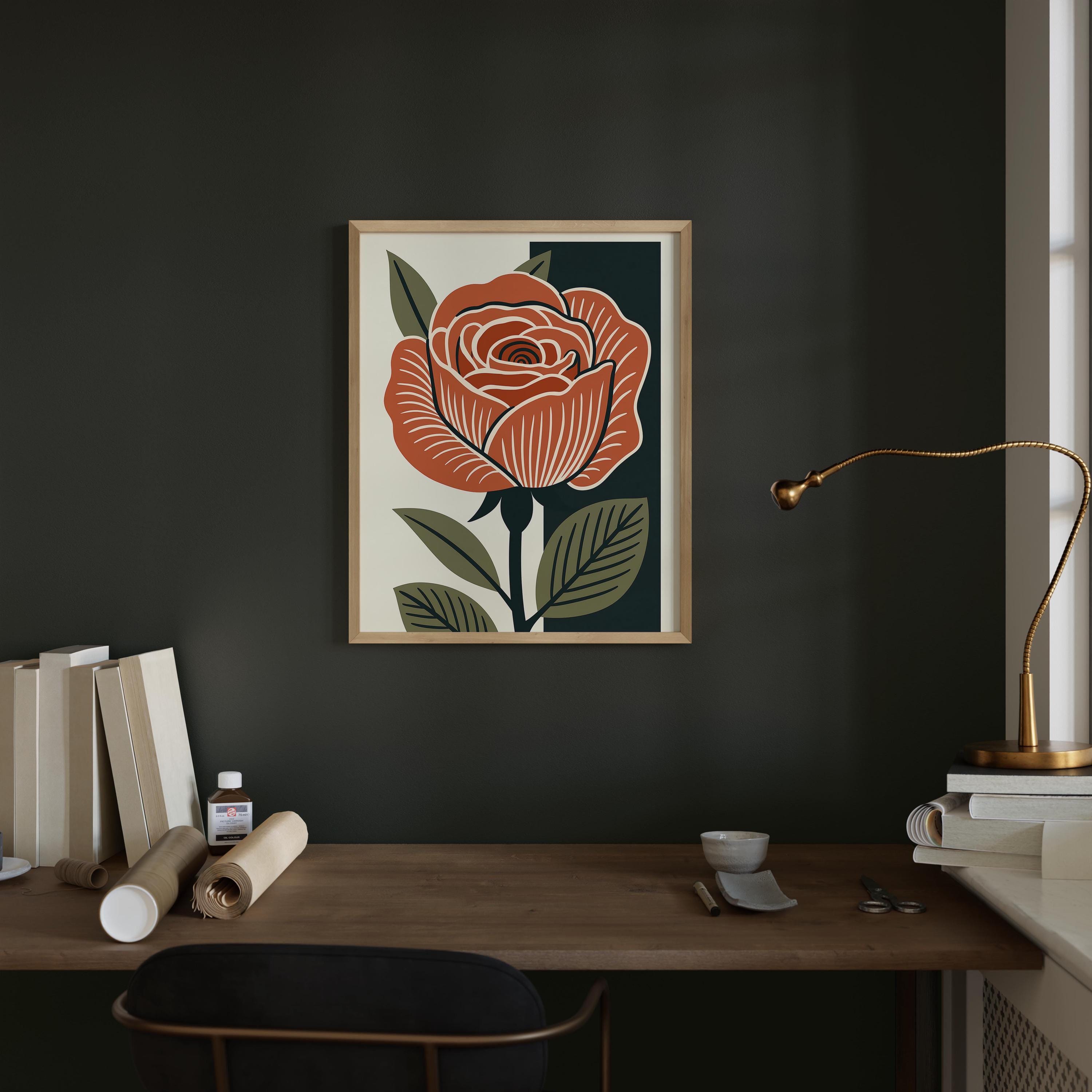 Oklahoma state flower art print, Oklahoma rose