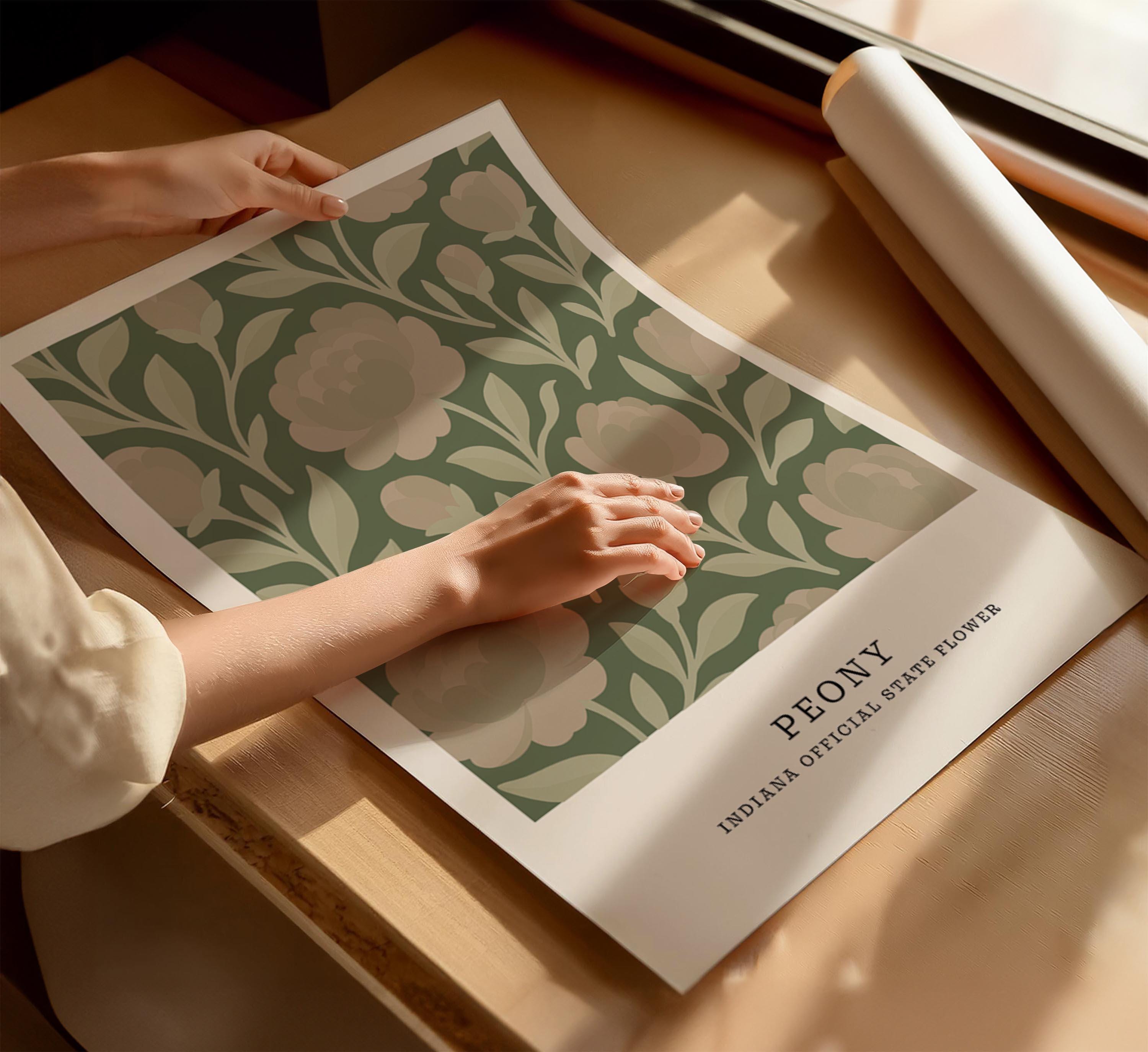 Indiana state flower art print, peony