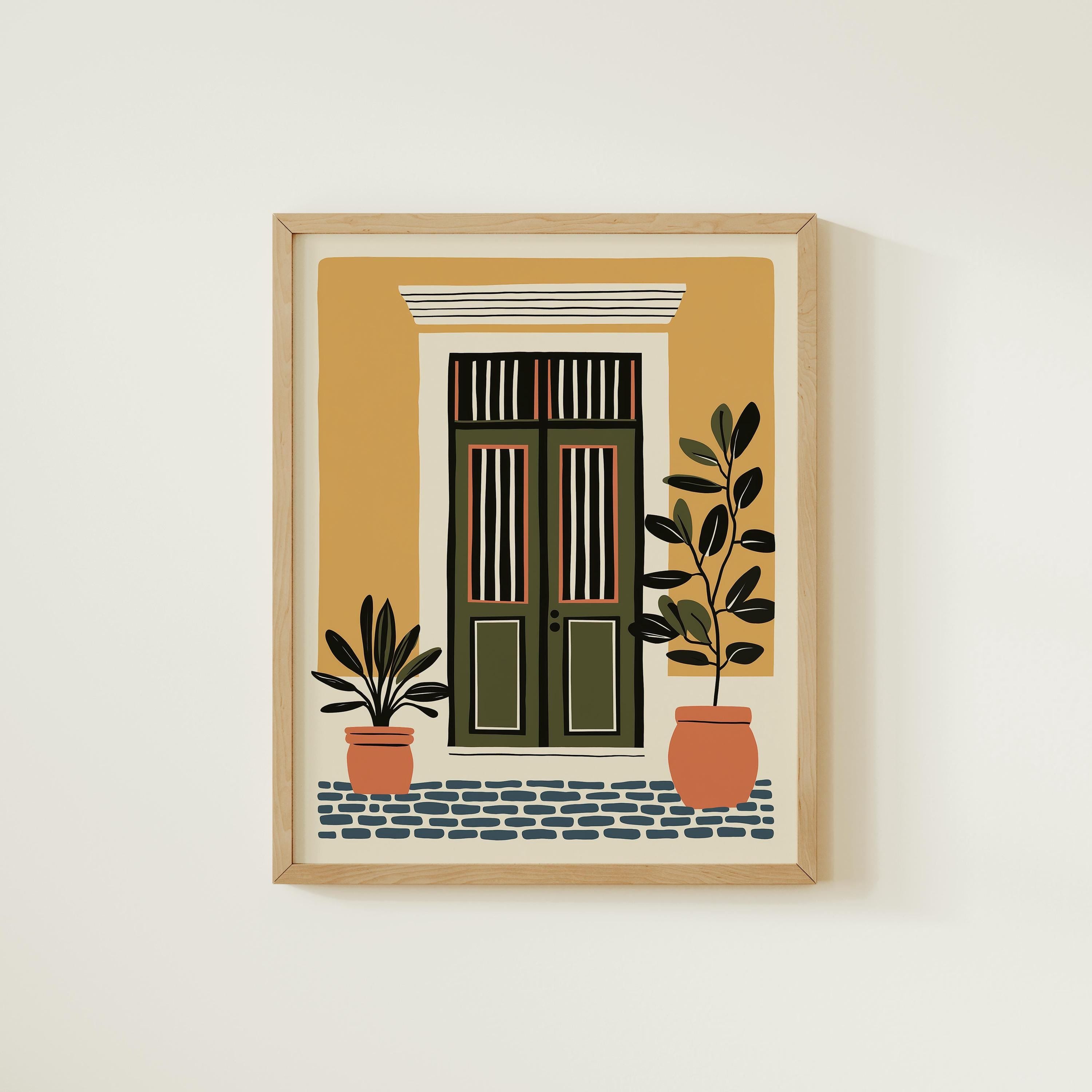 Old San Juan green door art print, Puerto Rico