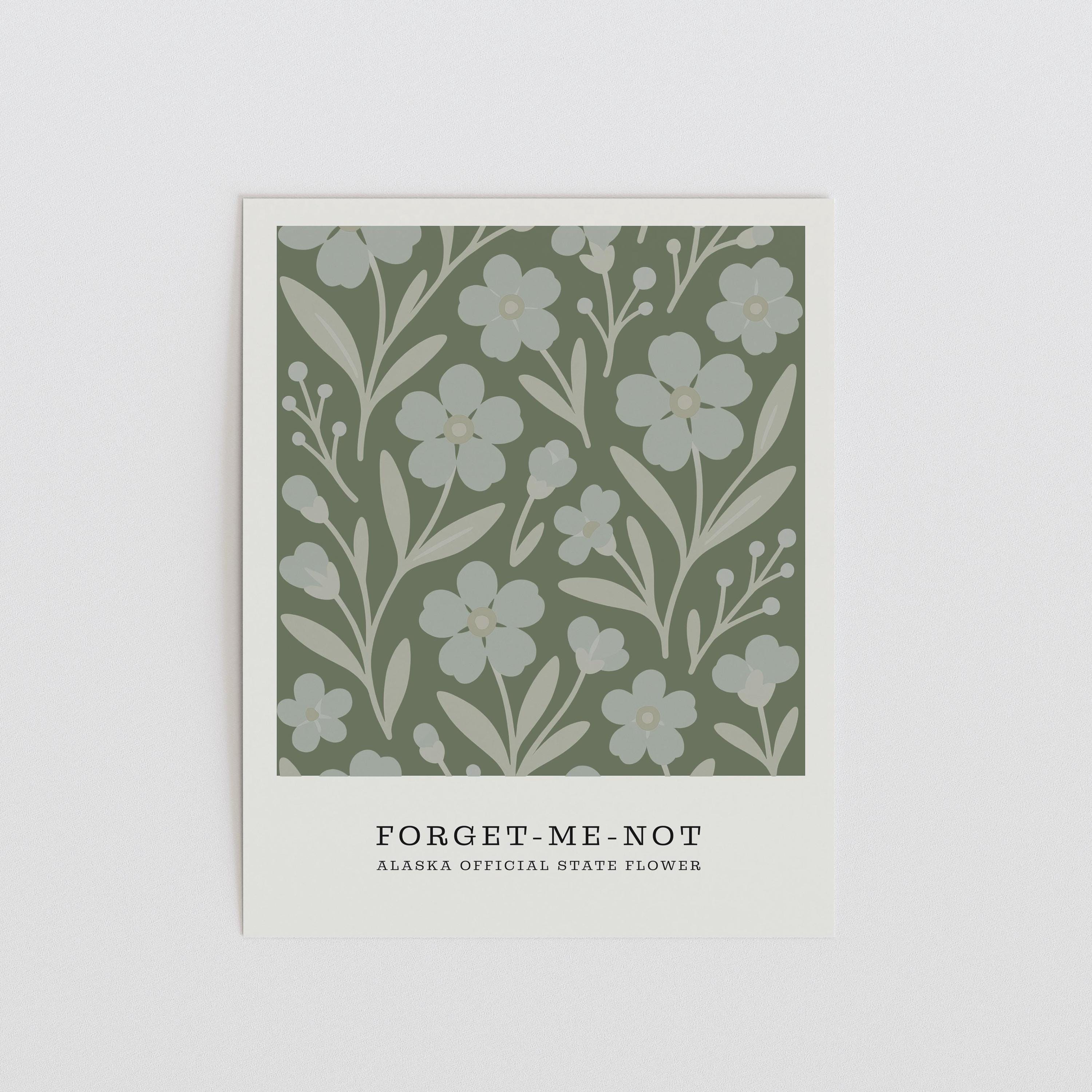 Alaska state flower art print, forget-me-not