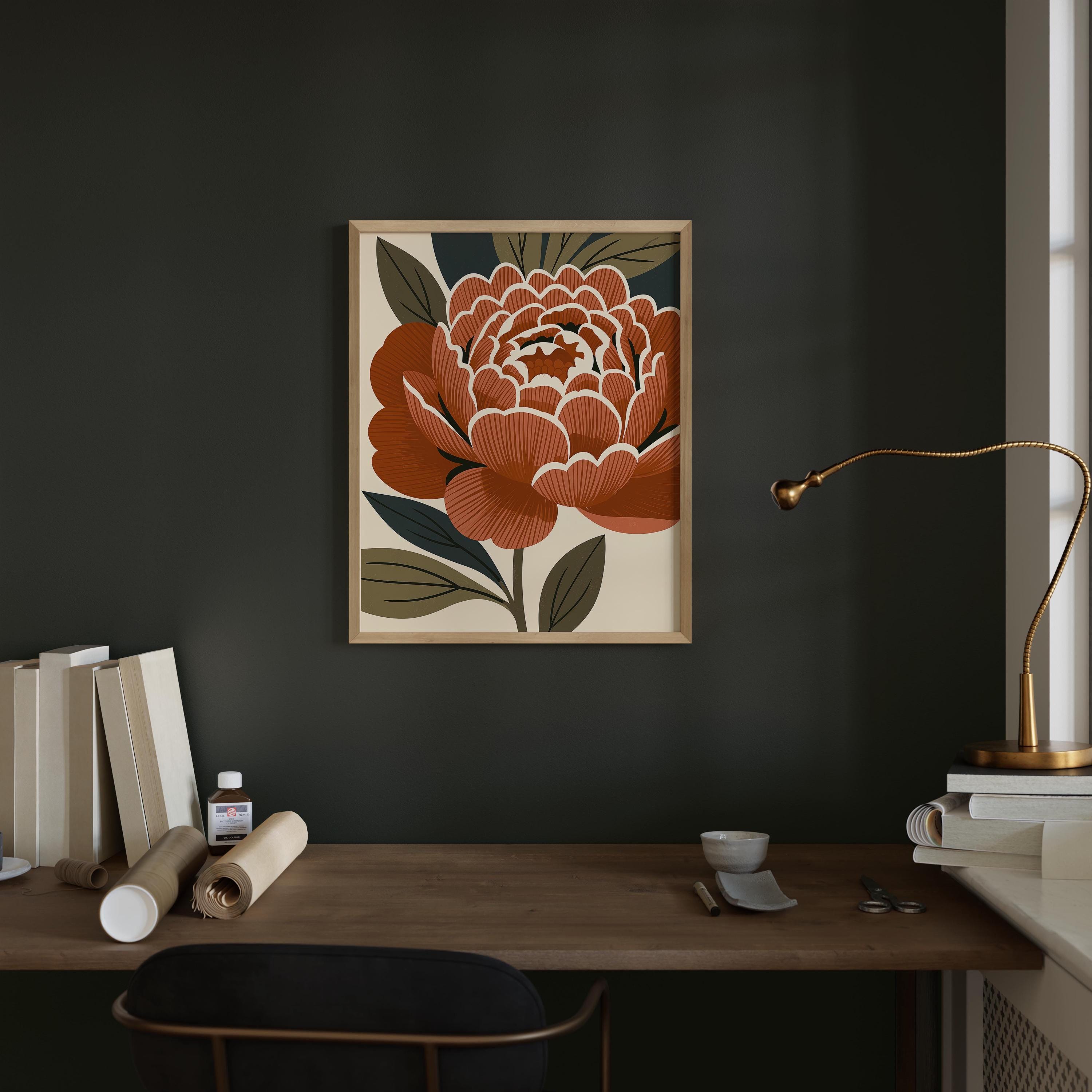 Indiana state flower art print, peony