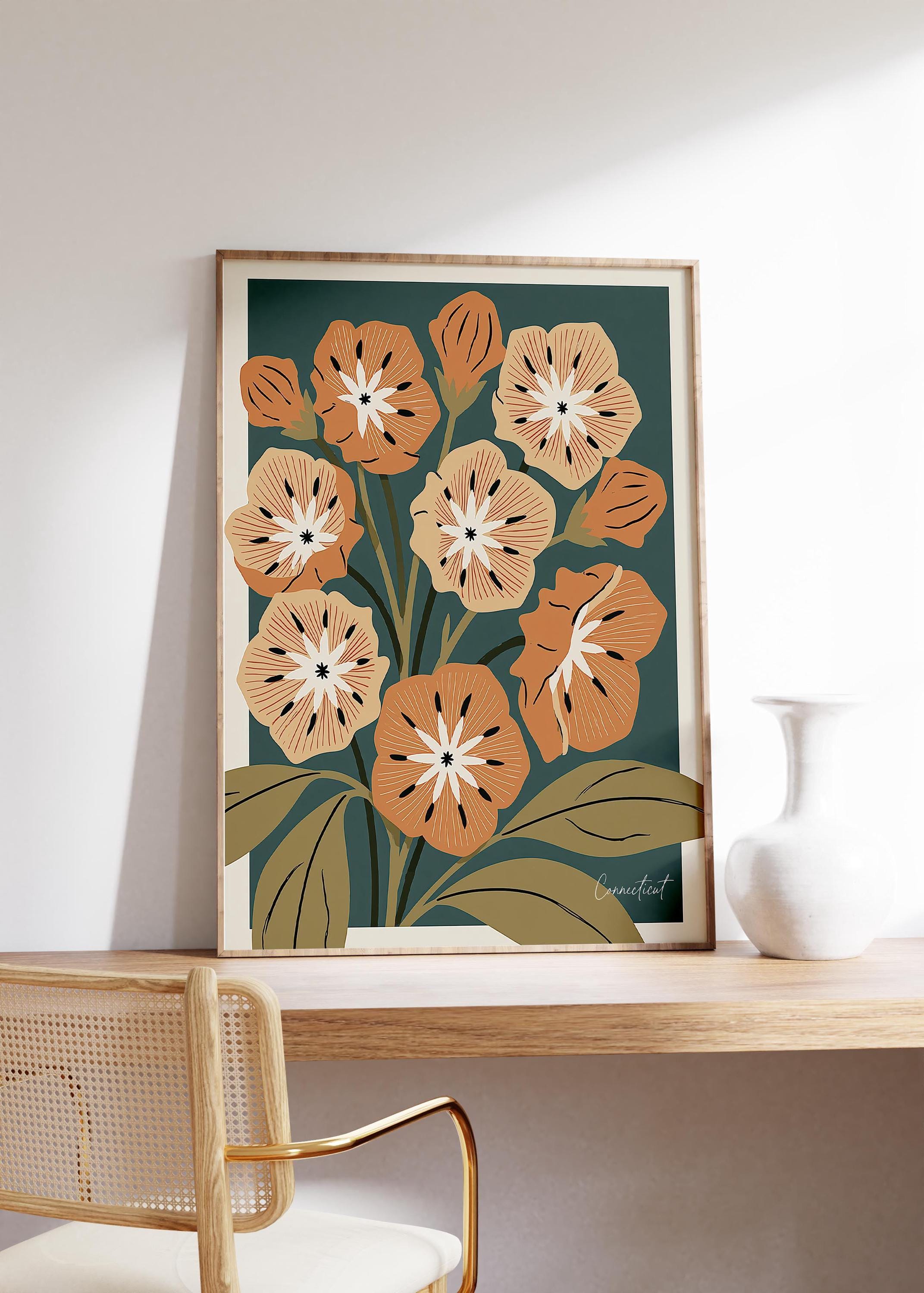 Connecticut state flower art print, mountain laurel