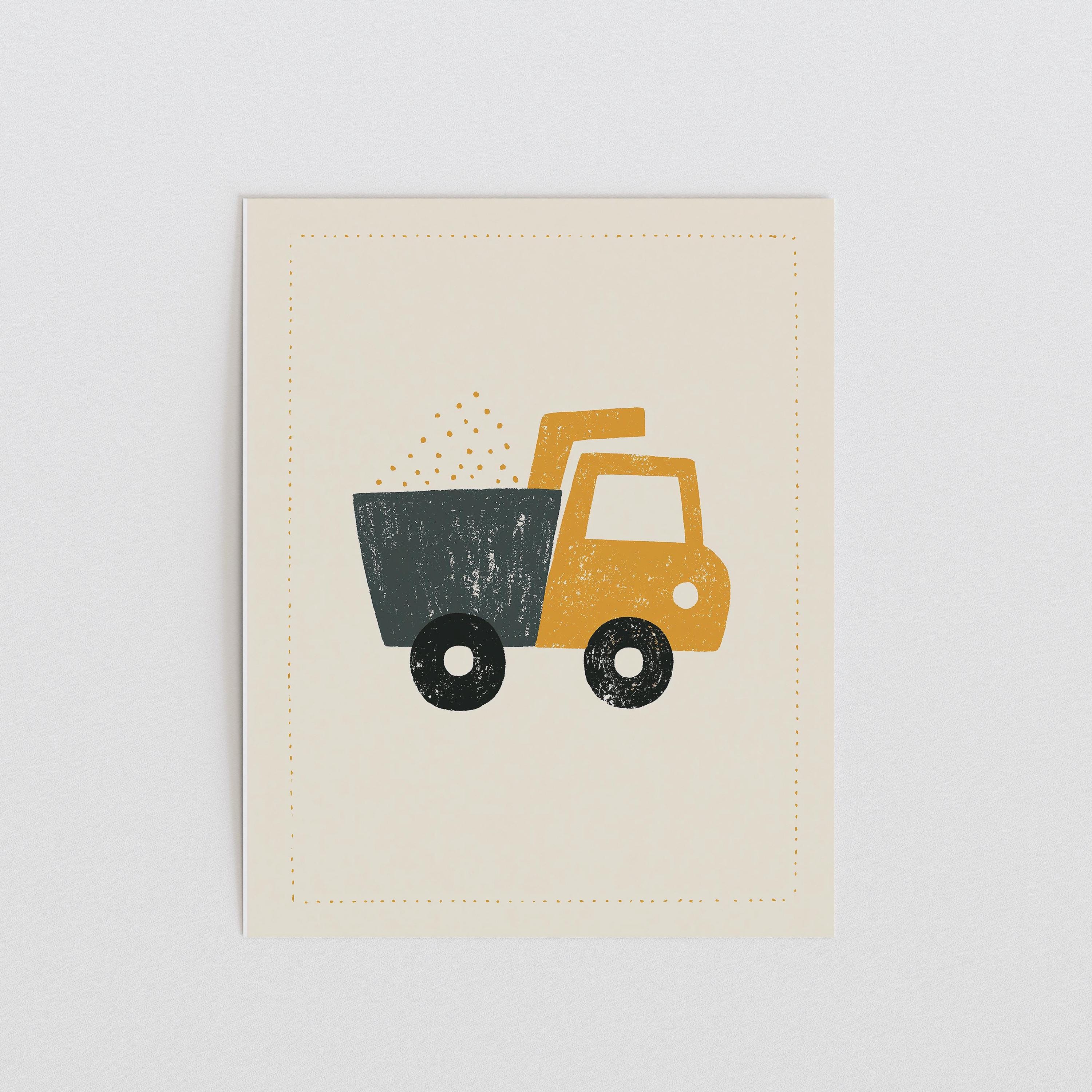 Navy dump truck nursery print