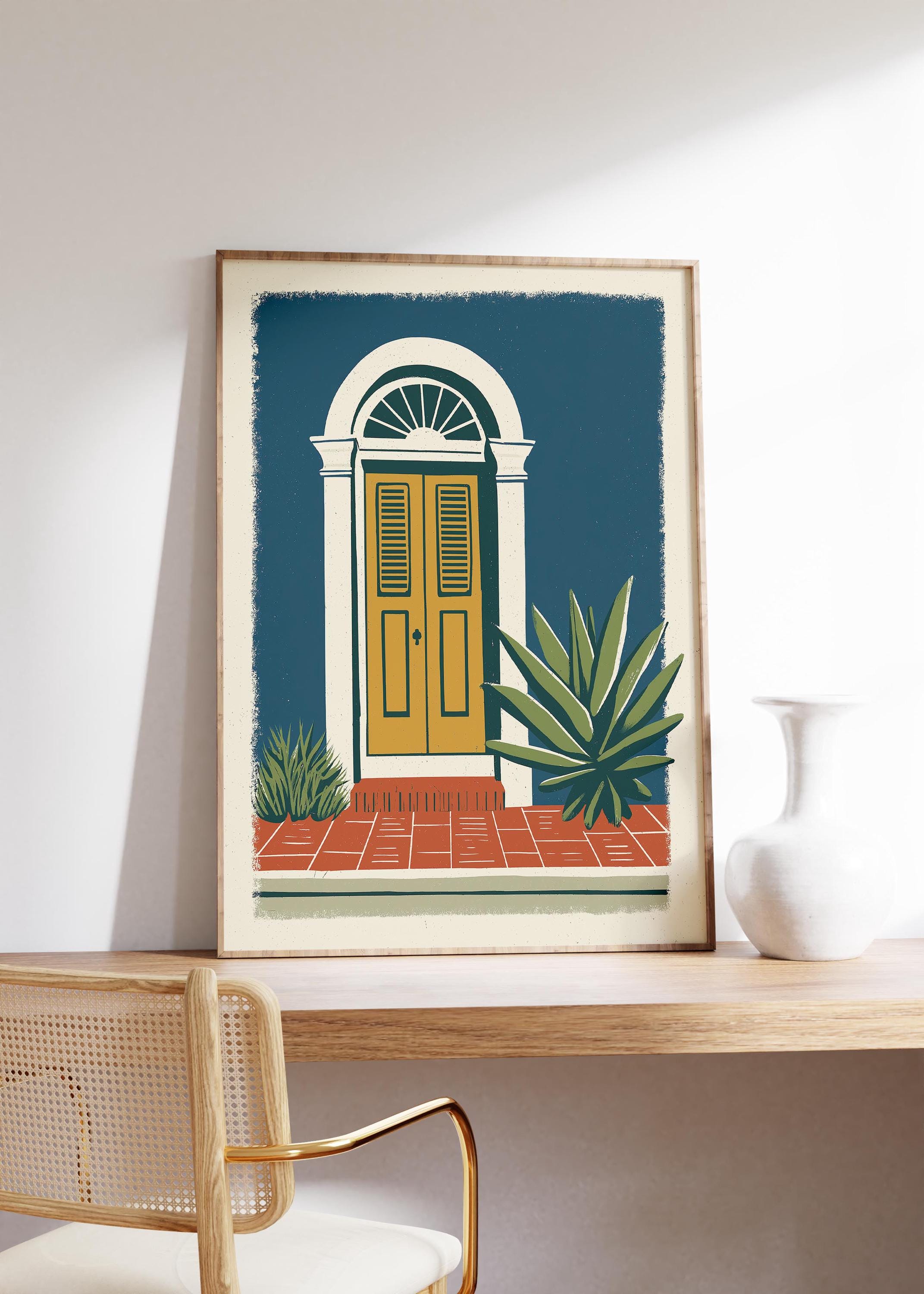Old San Juan colorful door art print, Puerto Rico