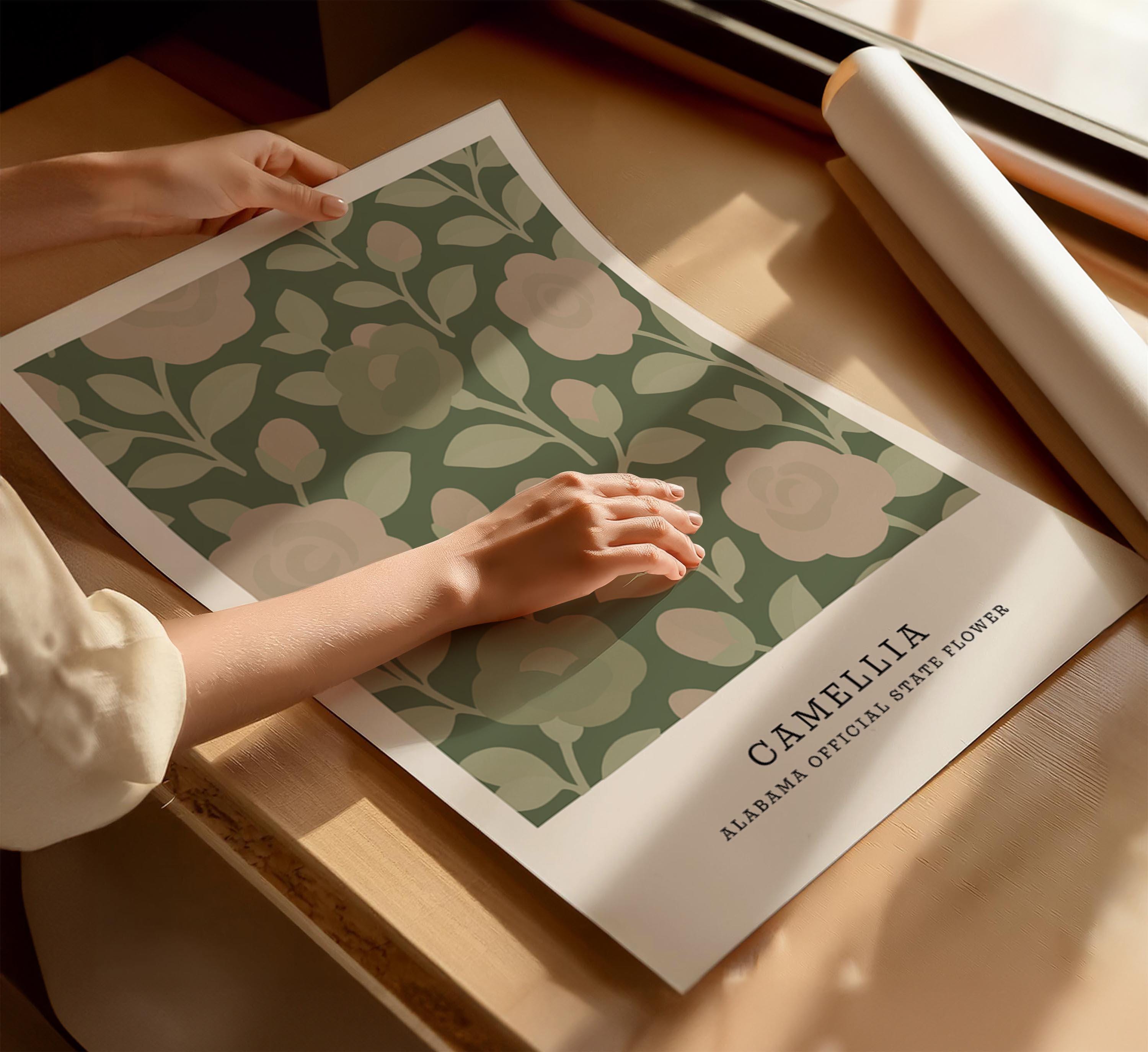 Alabama state flower art print, camellia