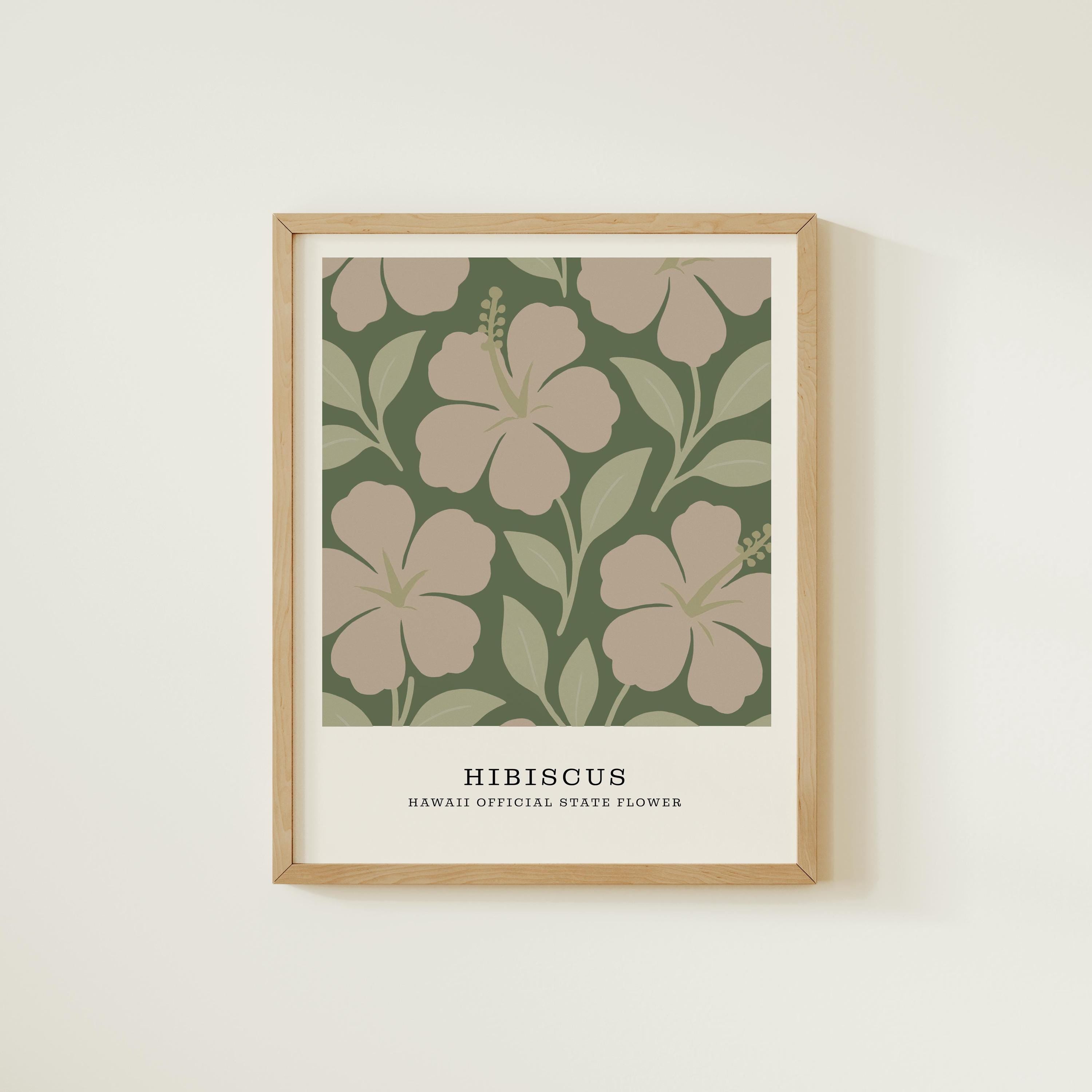 Hawaii state flower art print, yellow hibiscus