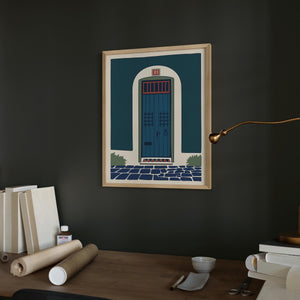 Old San Juan blue door art print, Puerto Rico