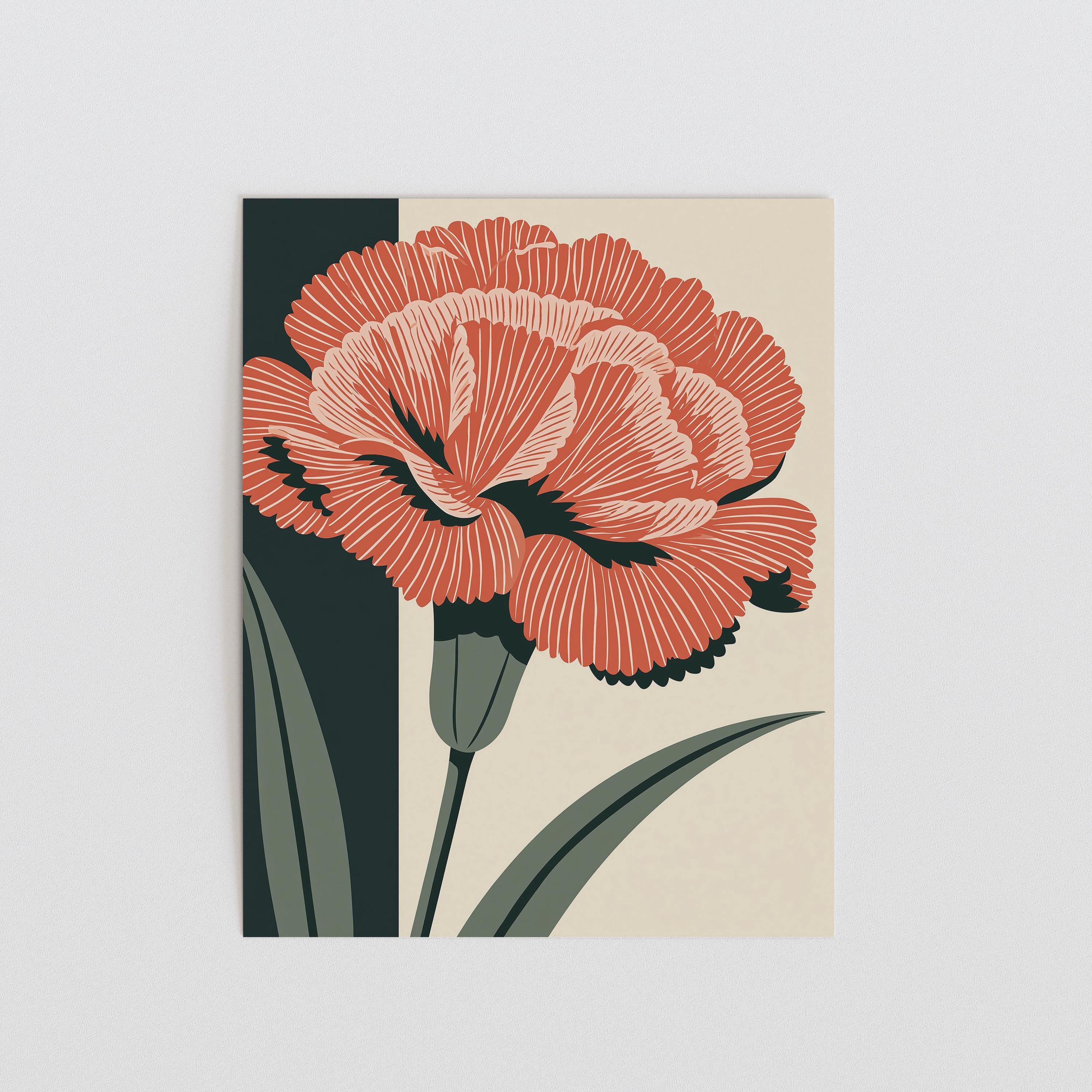 Ohio state flower art print, scarlet carnation