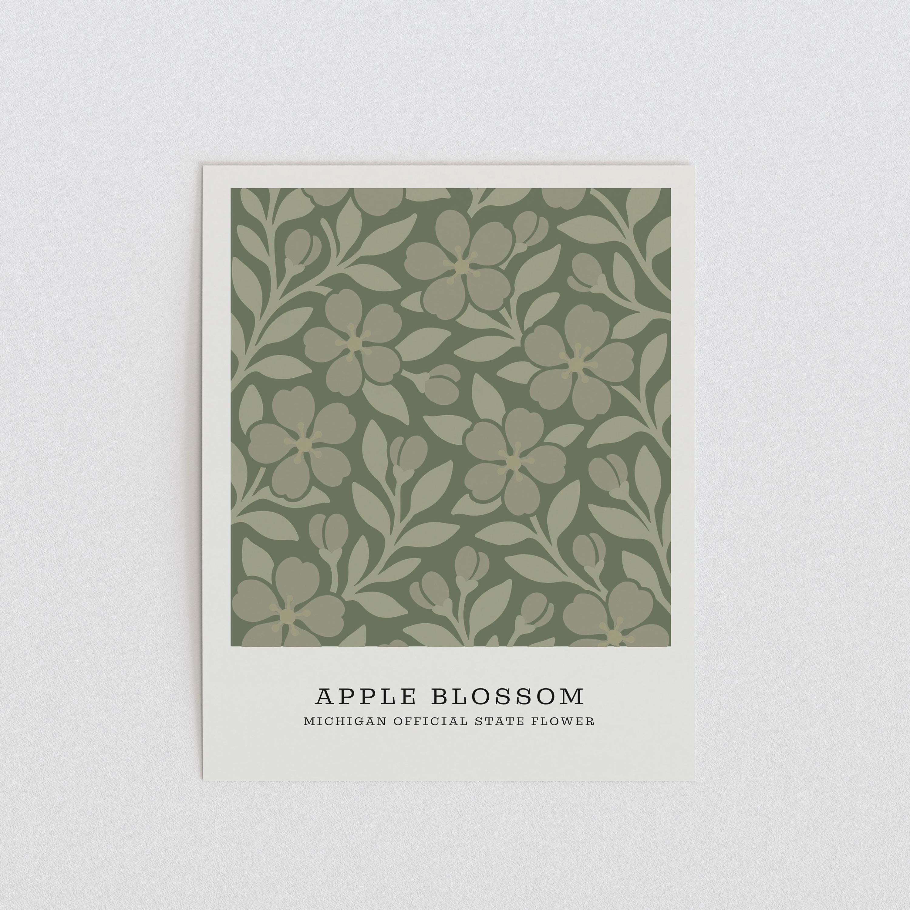 Michigan state flower art print, apple blossom