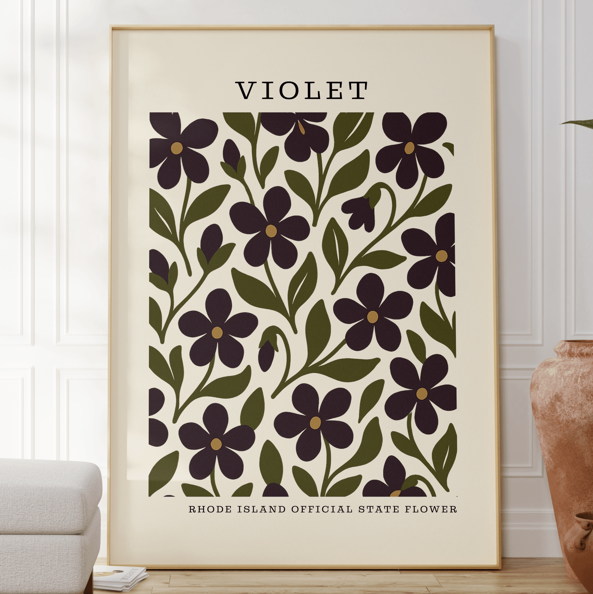 Rhode Island state flower art print, violet