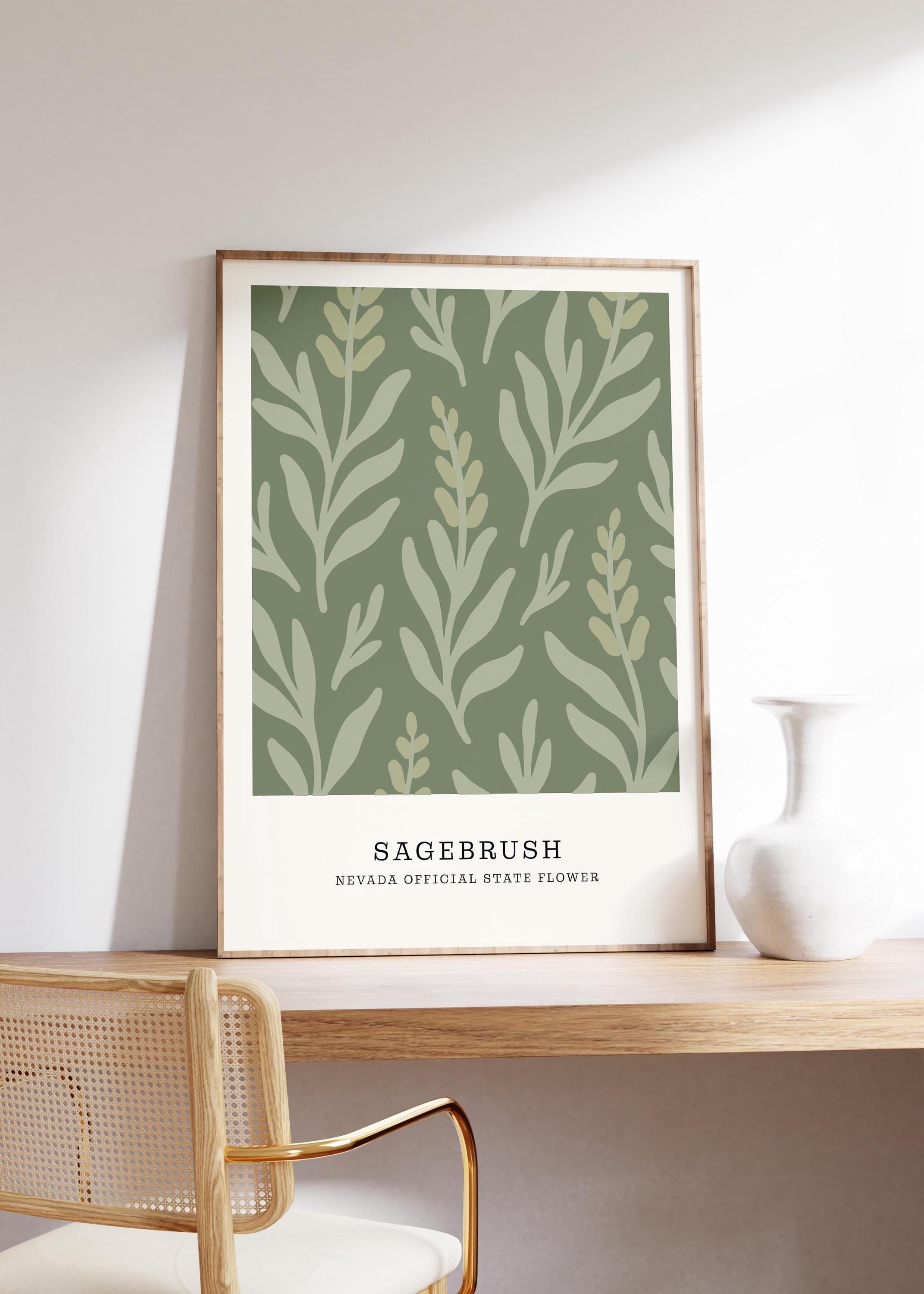 Nevada state flower art print, sagebrush