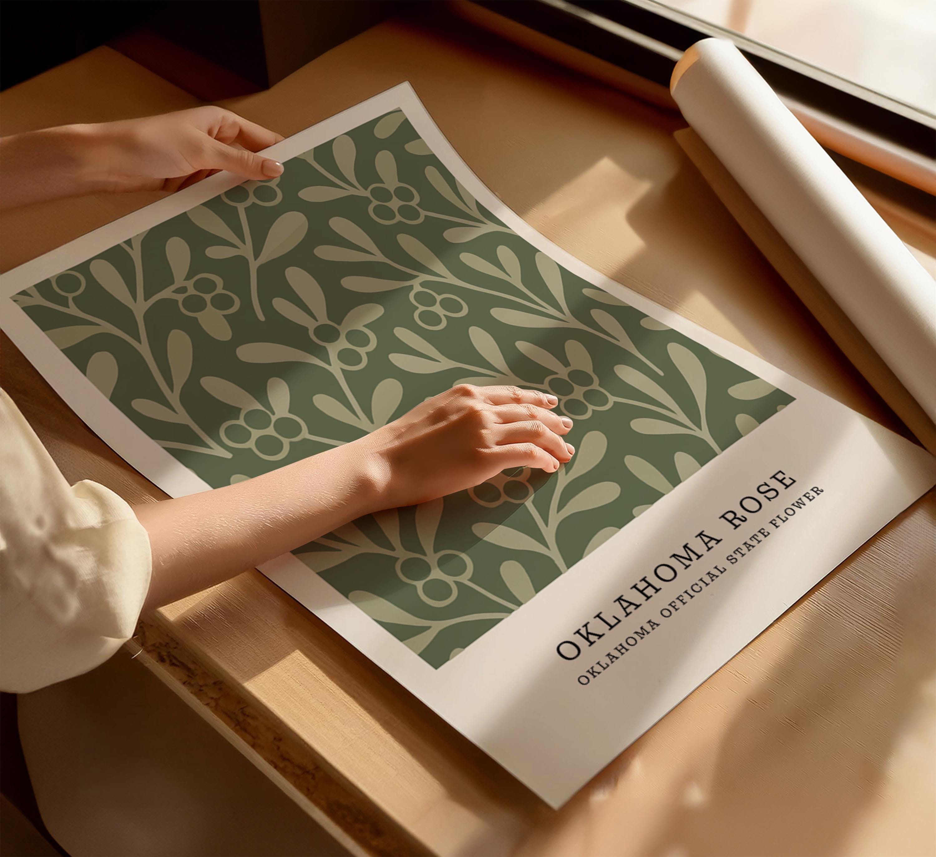 Oklahoma state flower art print, Oklahoma rose