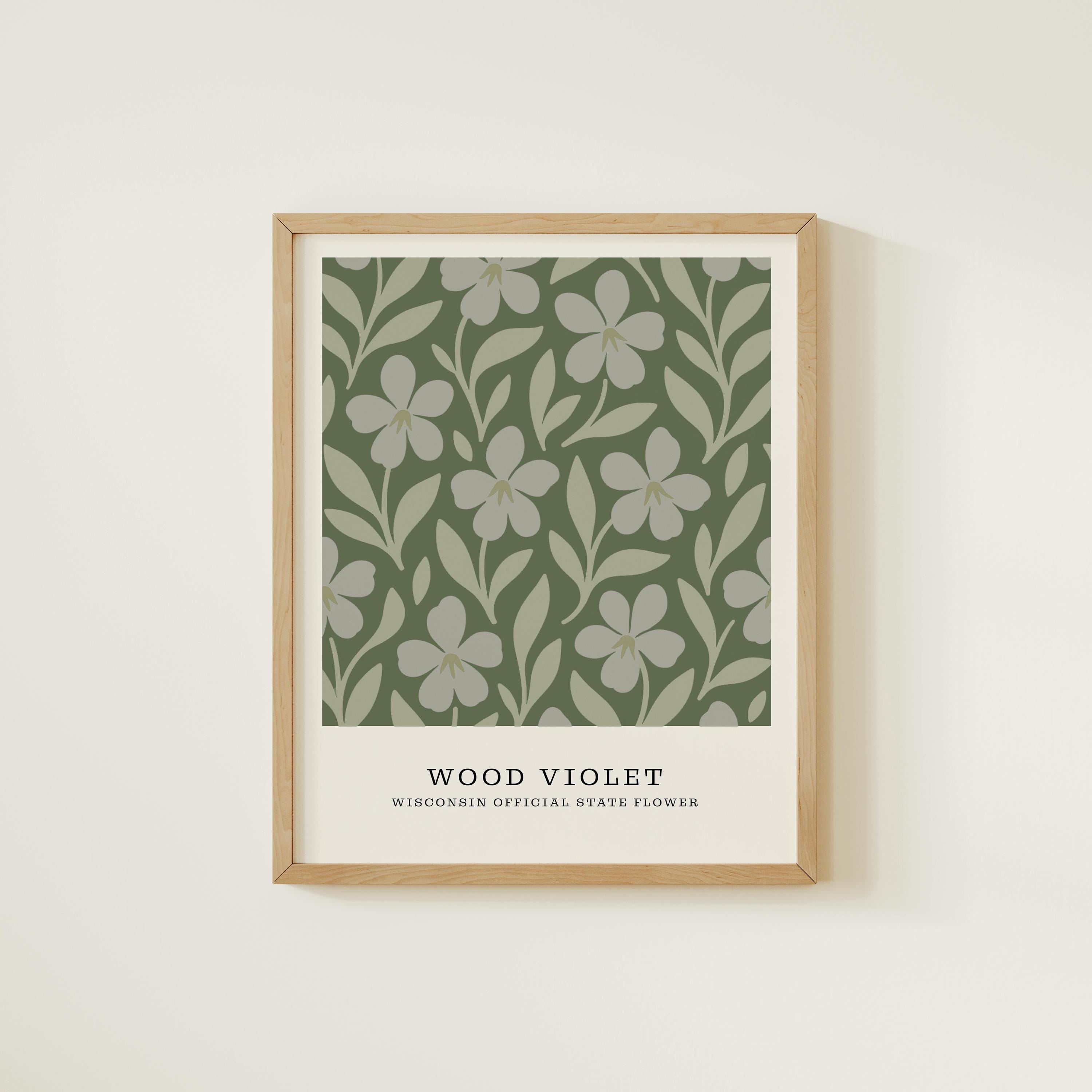 Wisconsin state flower art print, wood violet