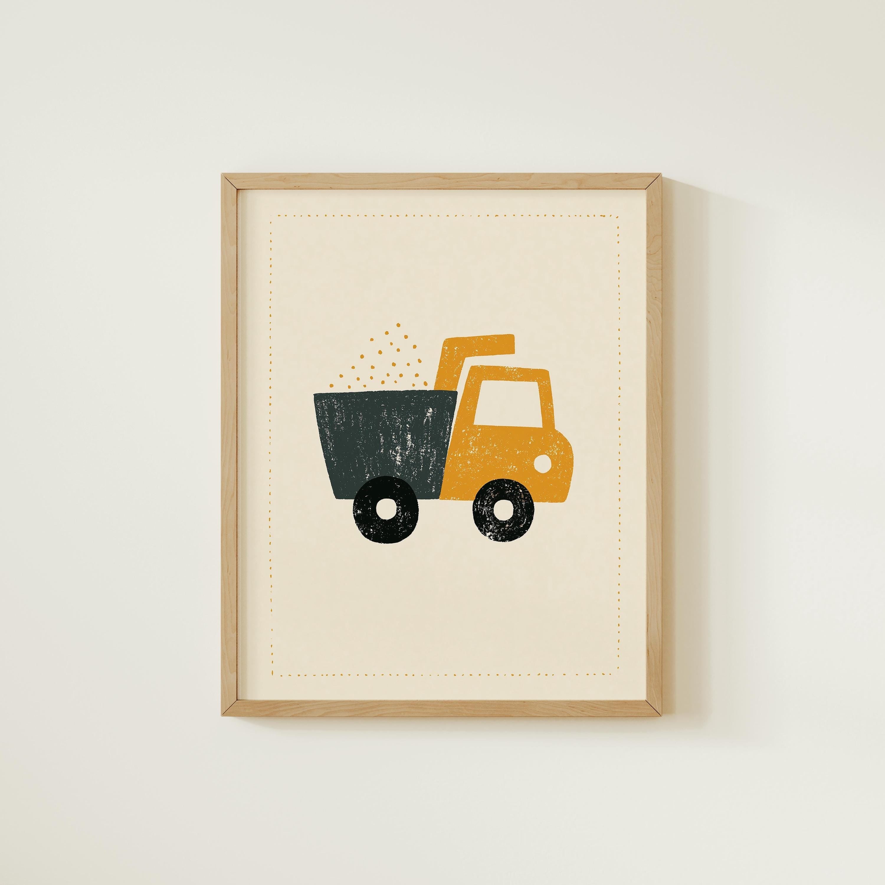 Navy dump truck nursery print