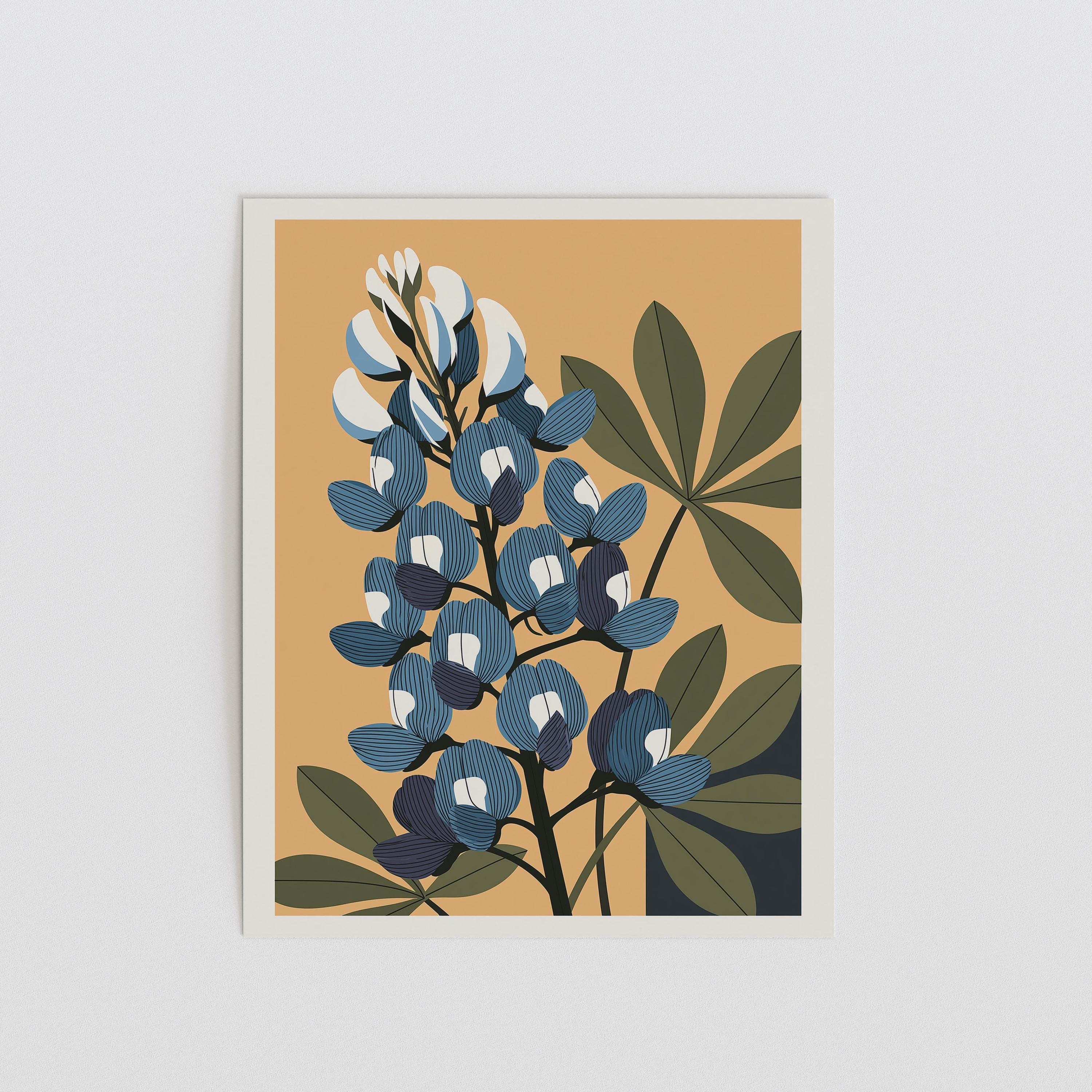 Texas state flower art print, bluebonnet
