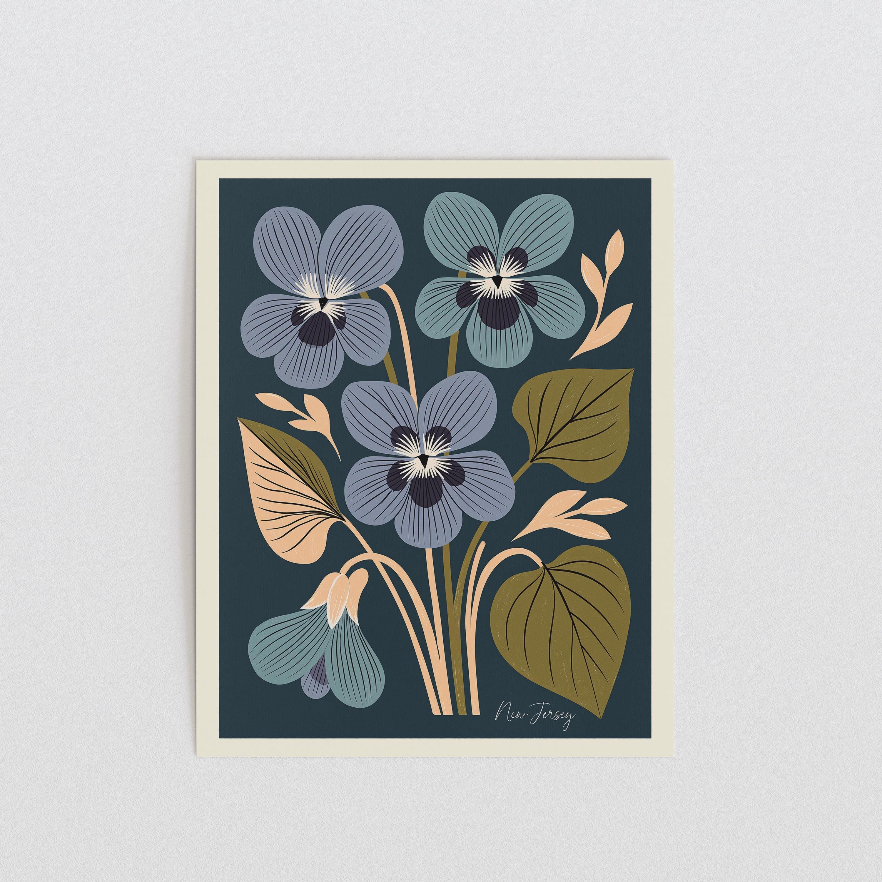 New Jersey state flower art print, violet