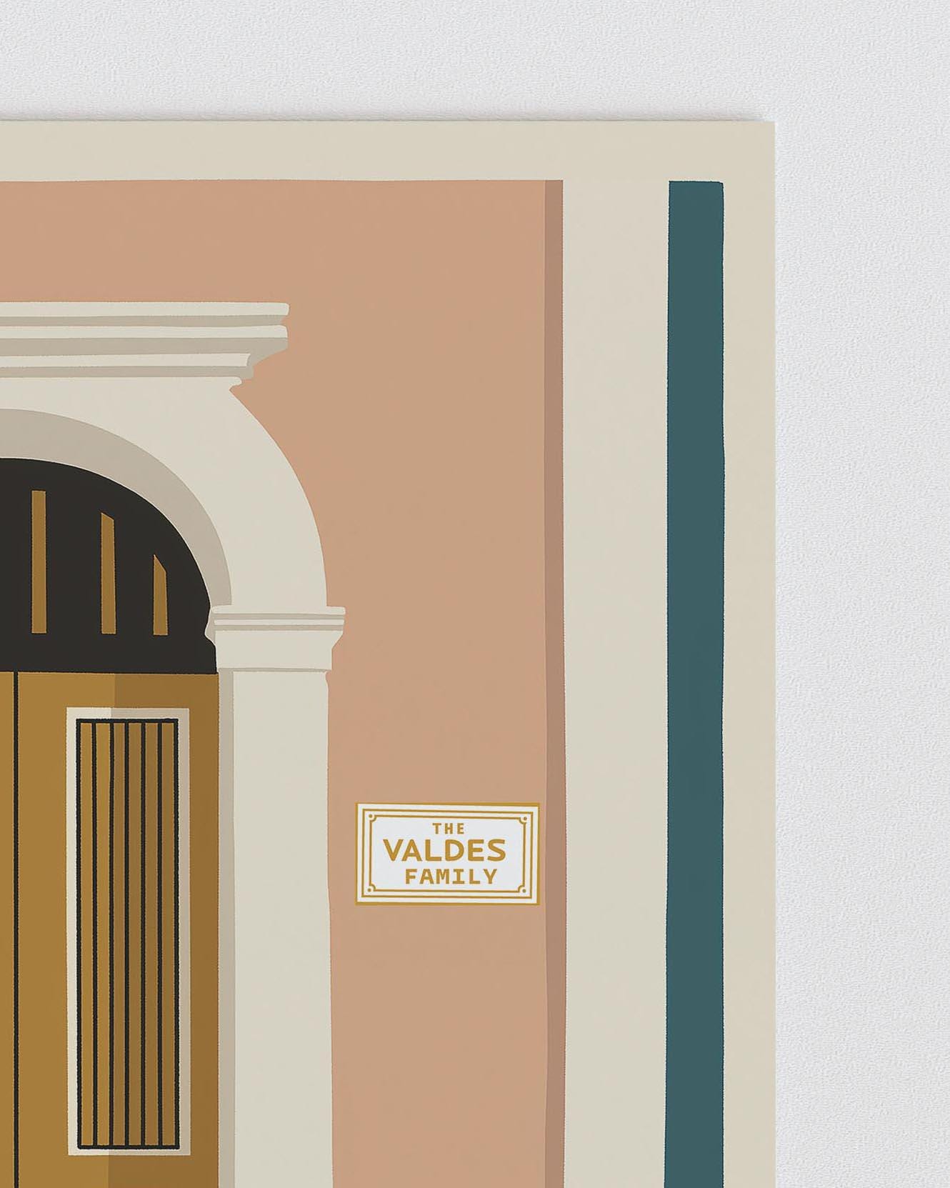 Personalized Old San Juan gold arched door art print, Puerto Rico