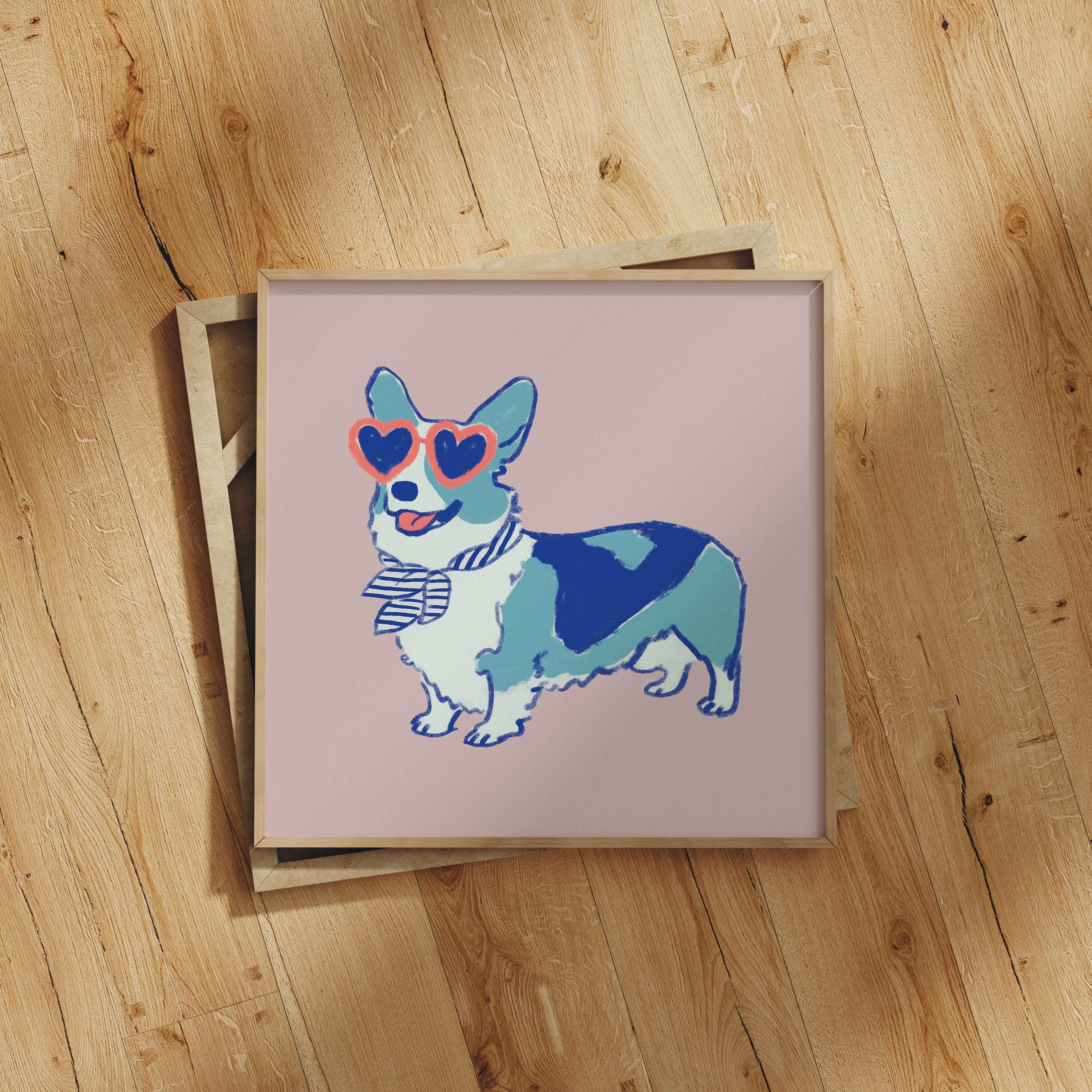 Corgi heart sunglasses art print