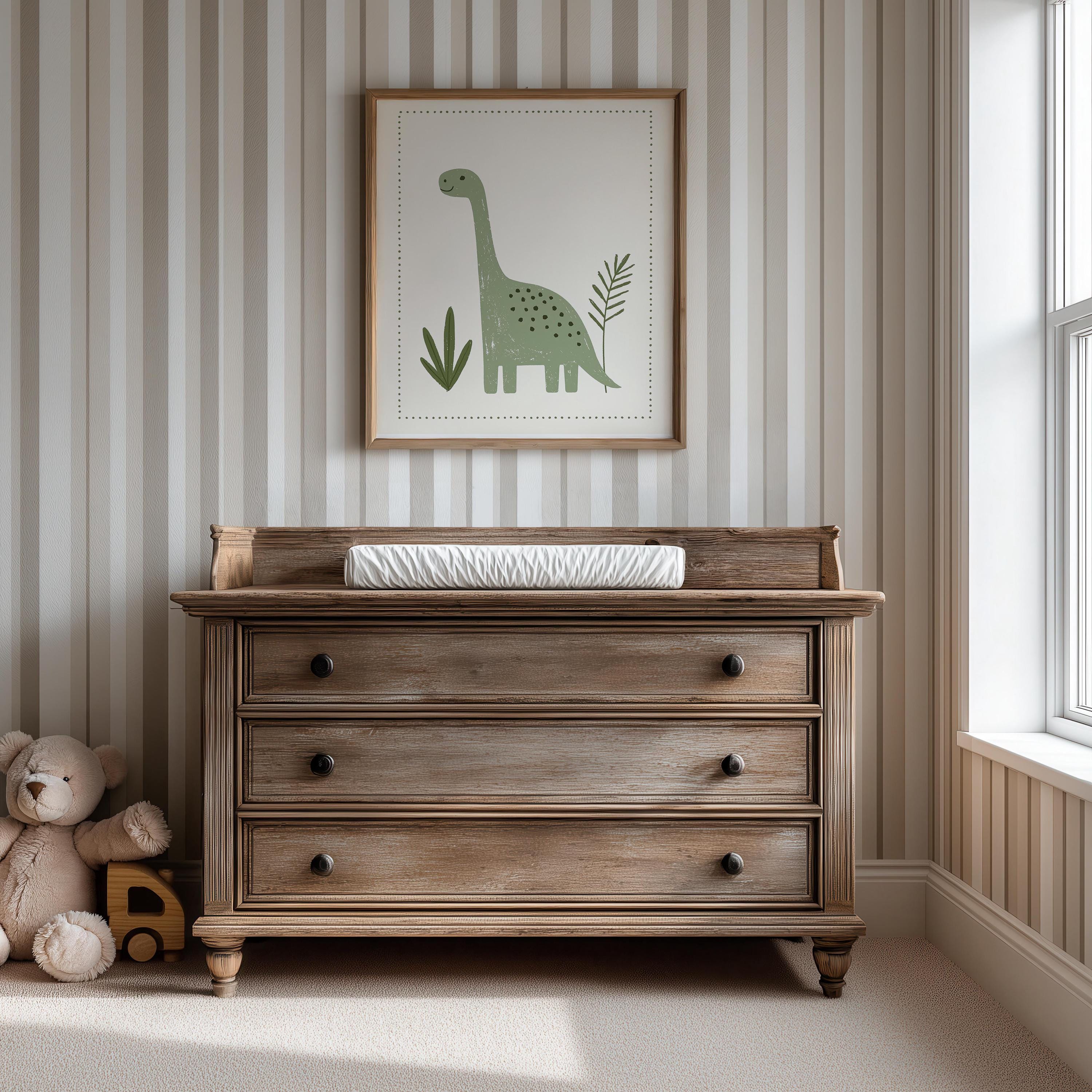 Sage brontosaurus nursery print