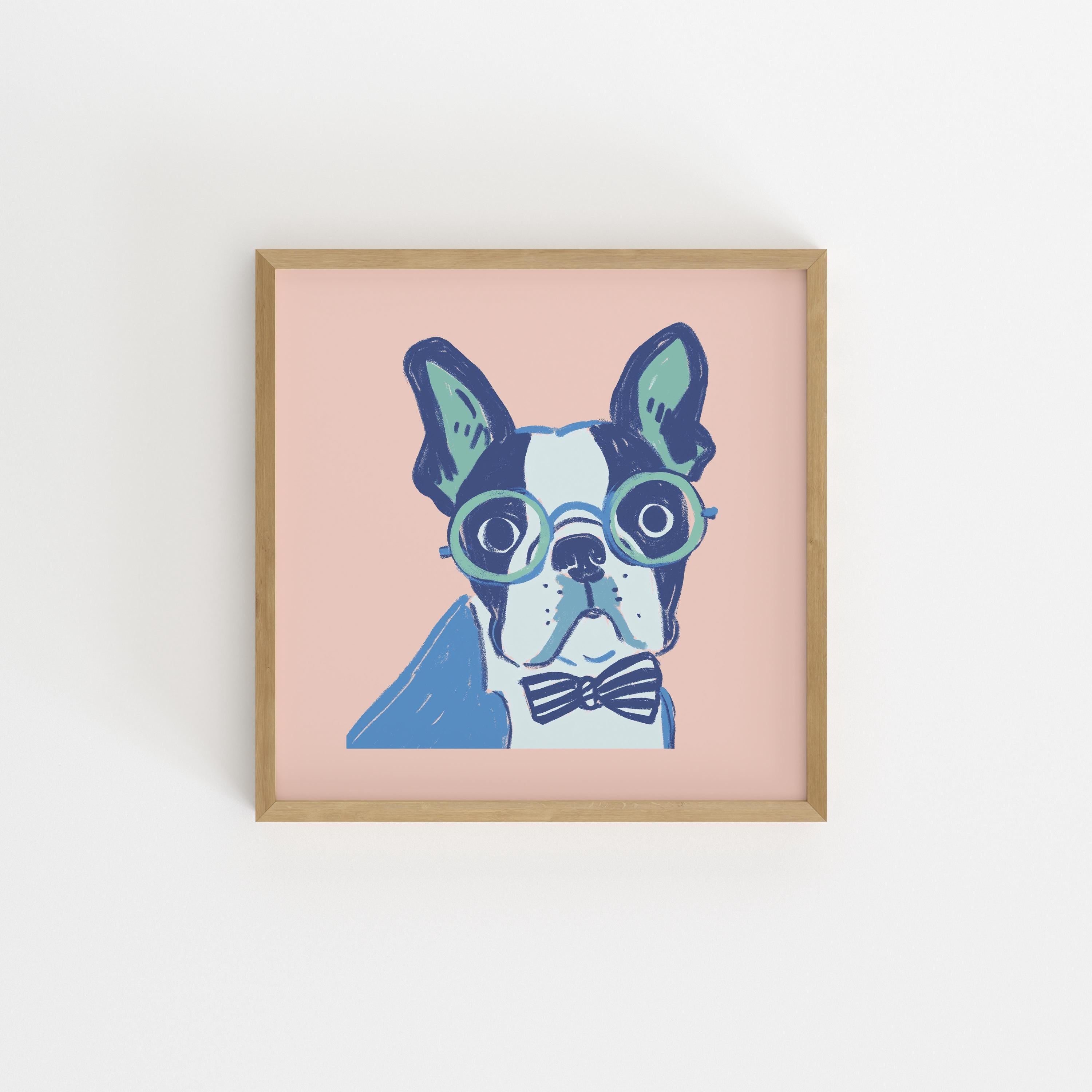 Boston Terrier bow tie art print