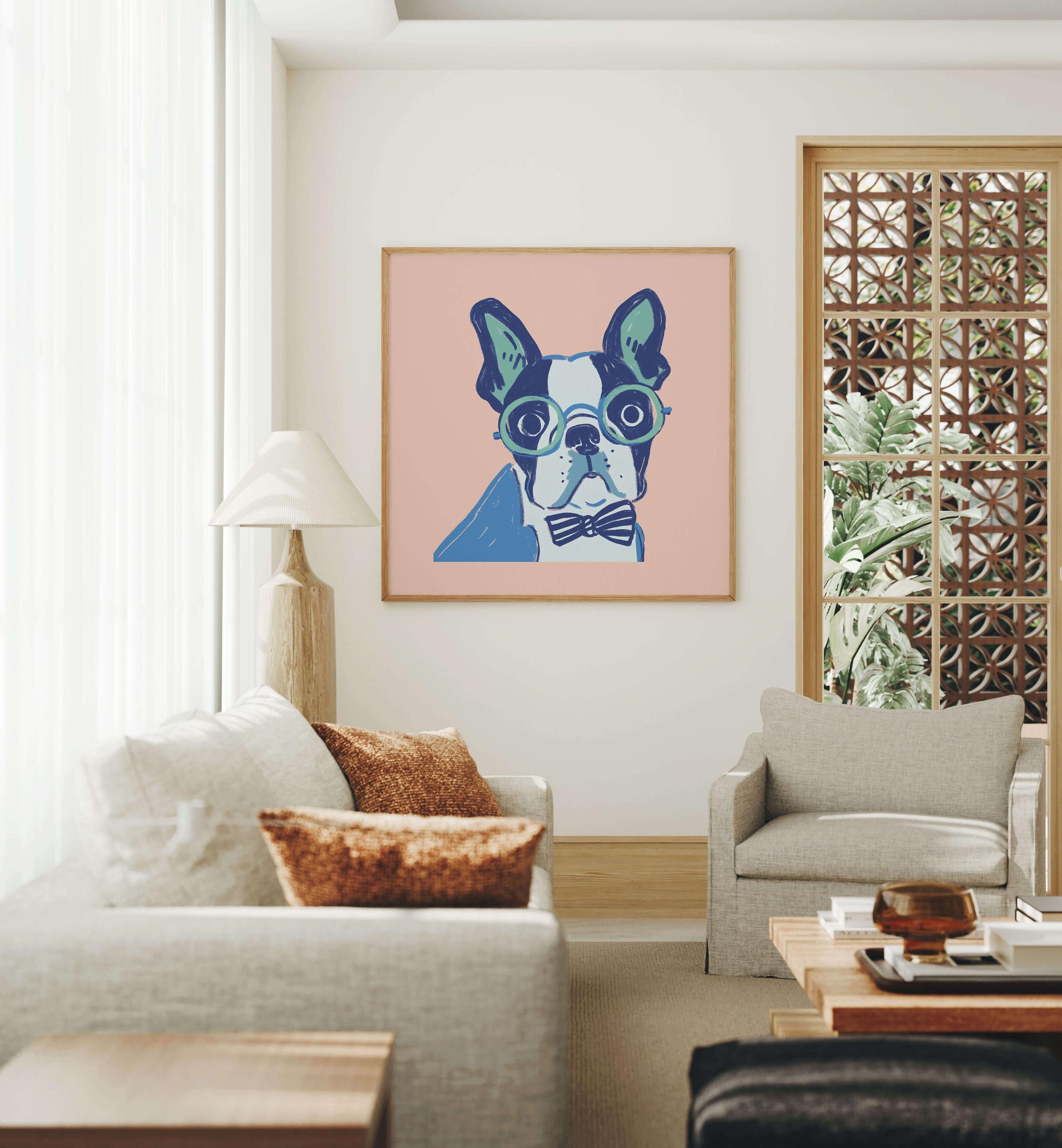 Boston Terrier bow tie art print