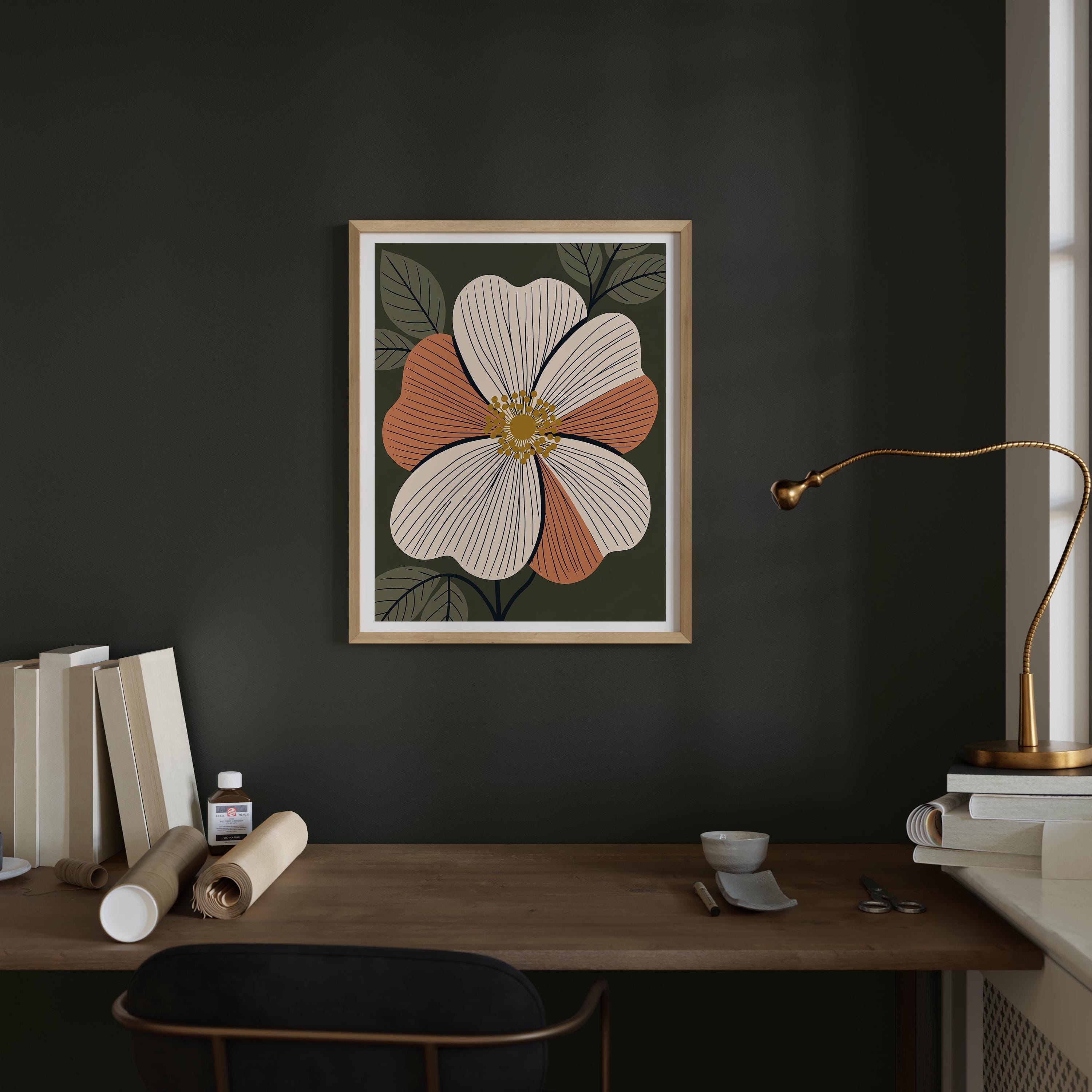 Georgia state flower art print, Cherokee rose