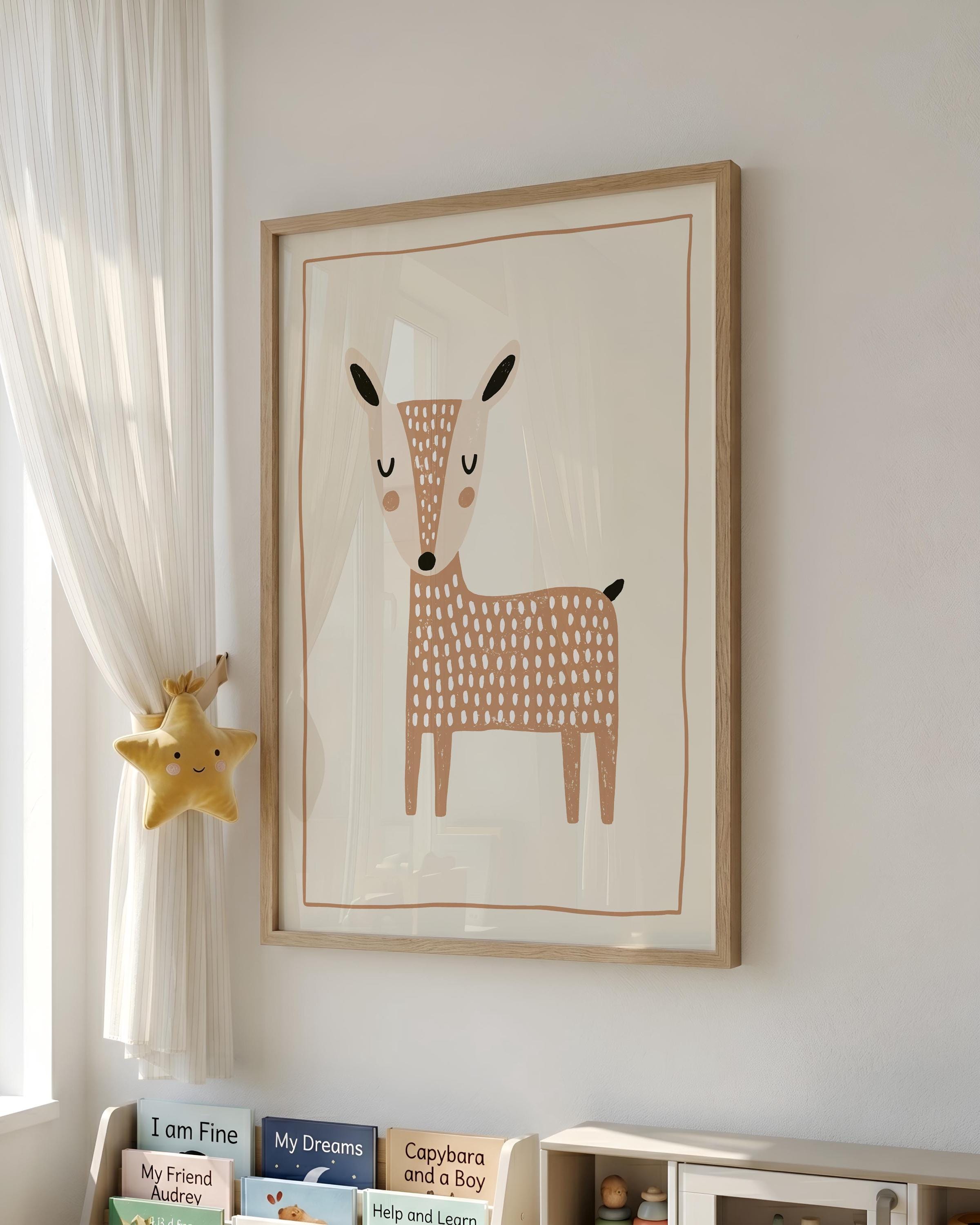 Tan deer nursery print