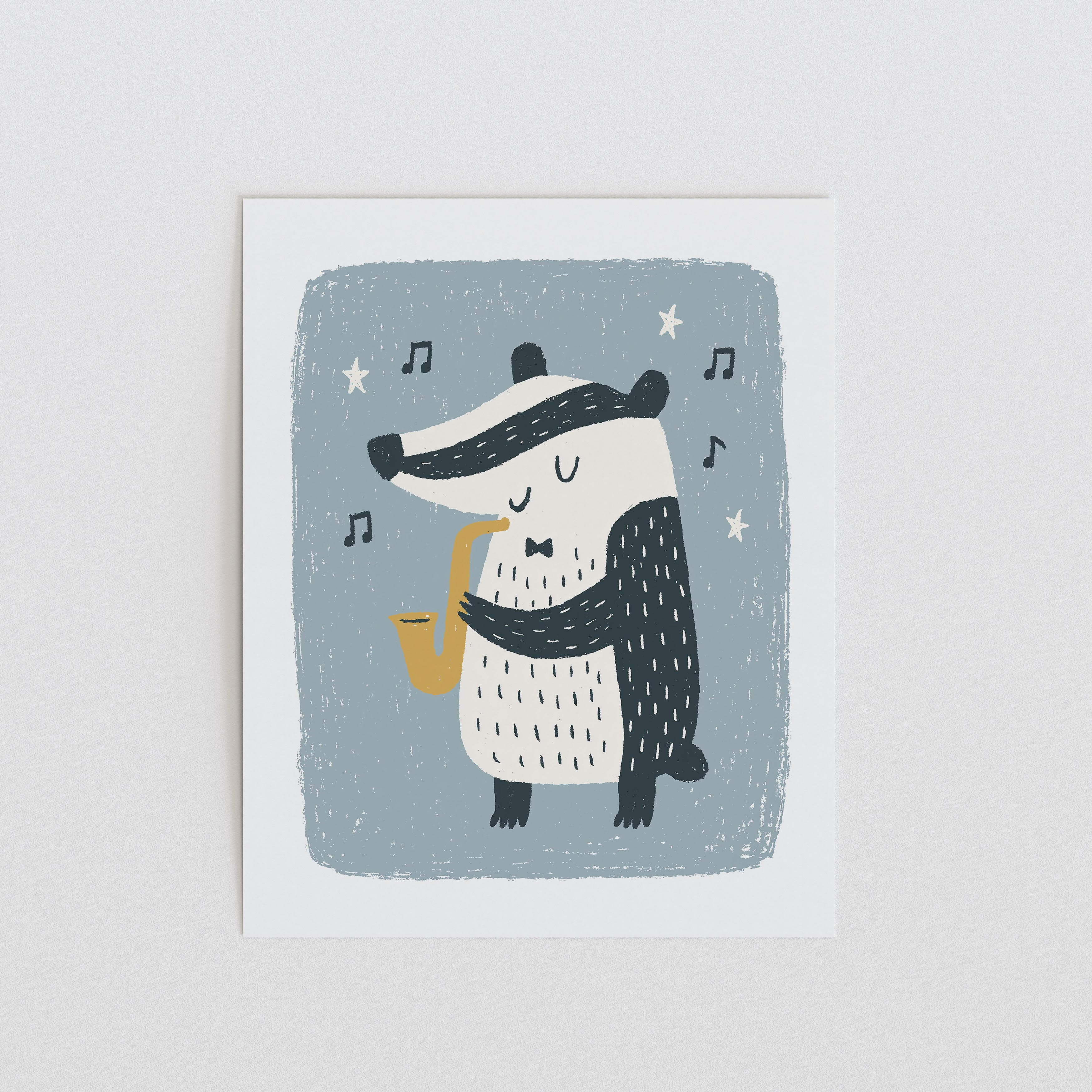 Badger Saxophone Nursery Print