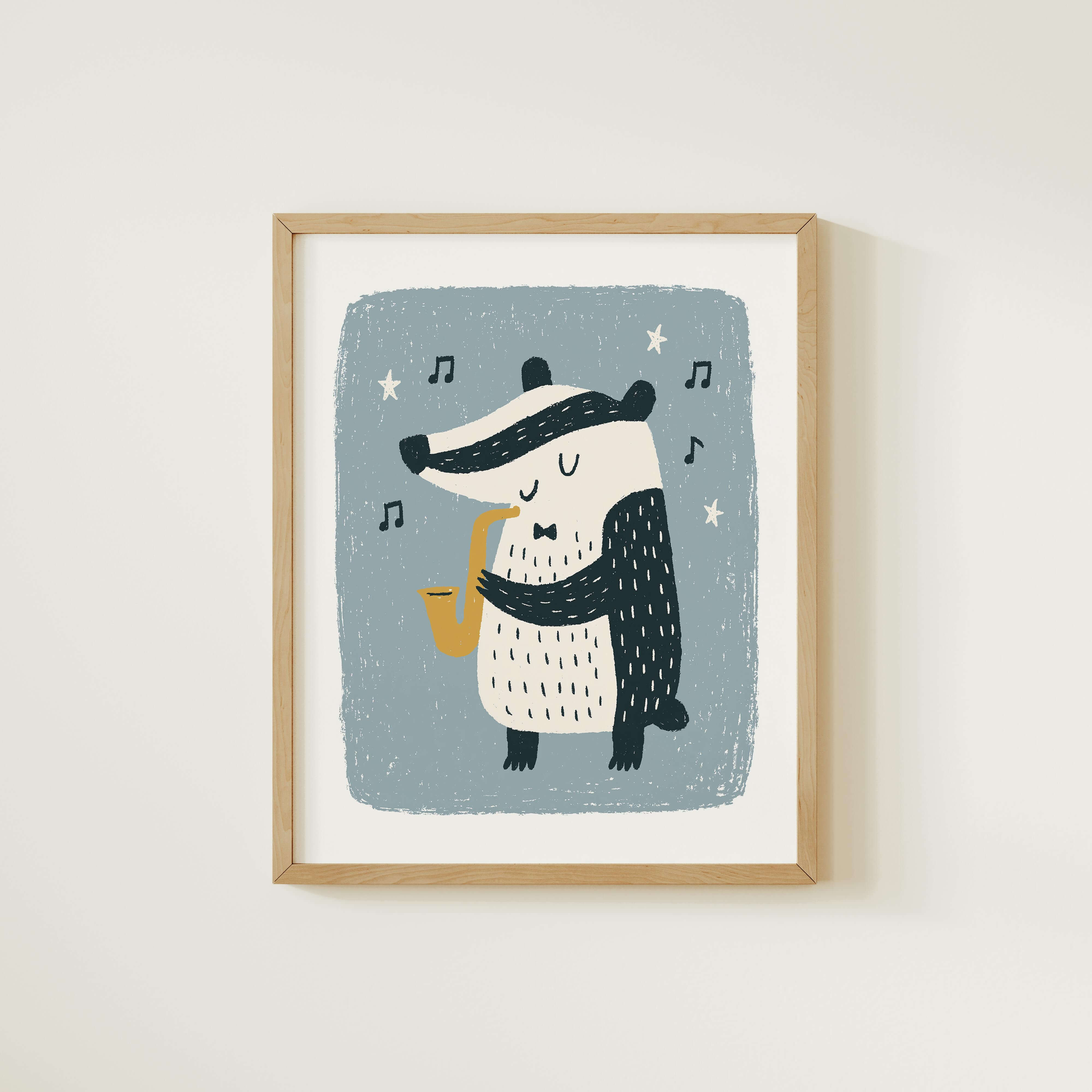 Badger Saxophone Nursery Print