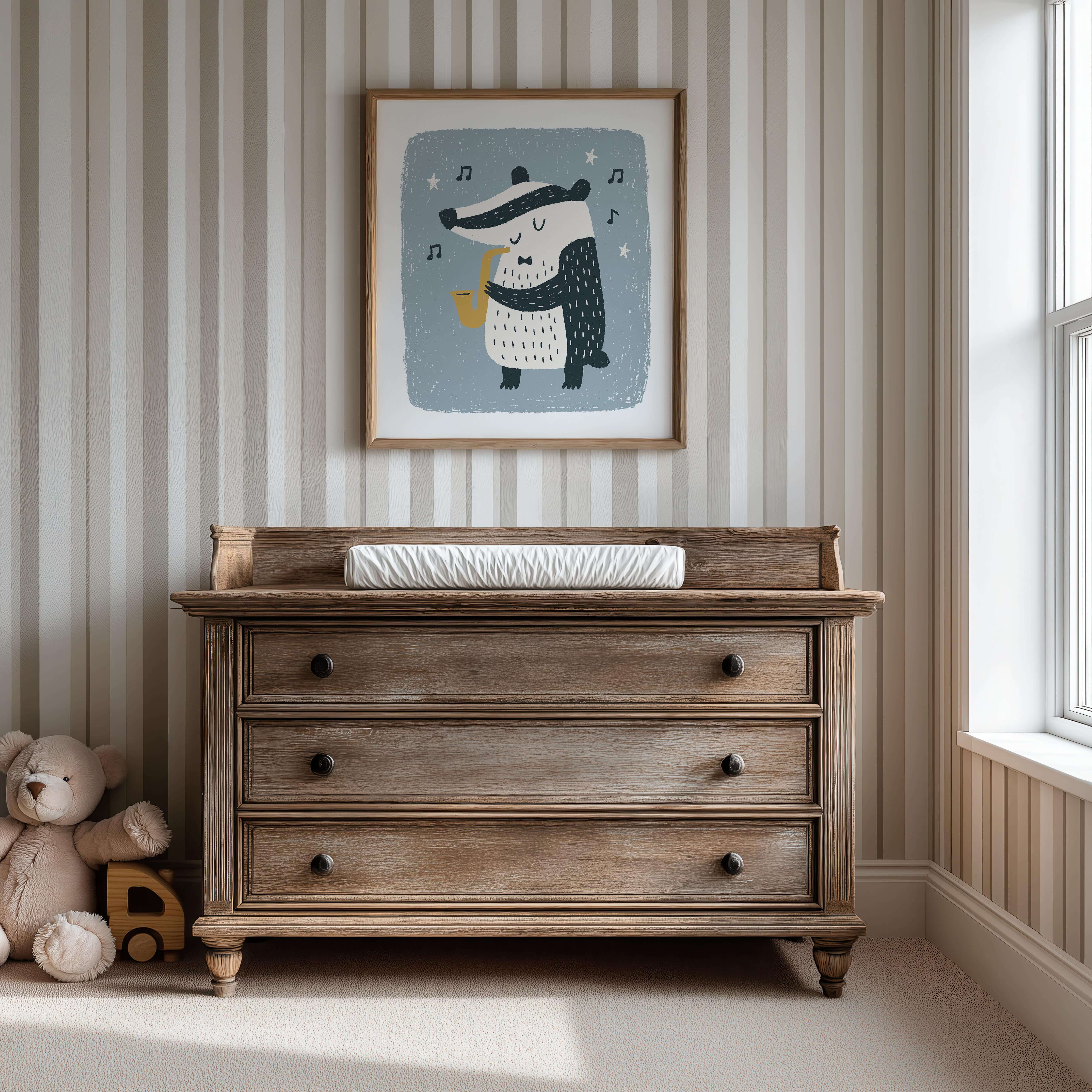 Badger Saxophone Nursery Print
