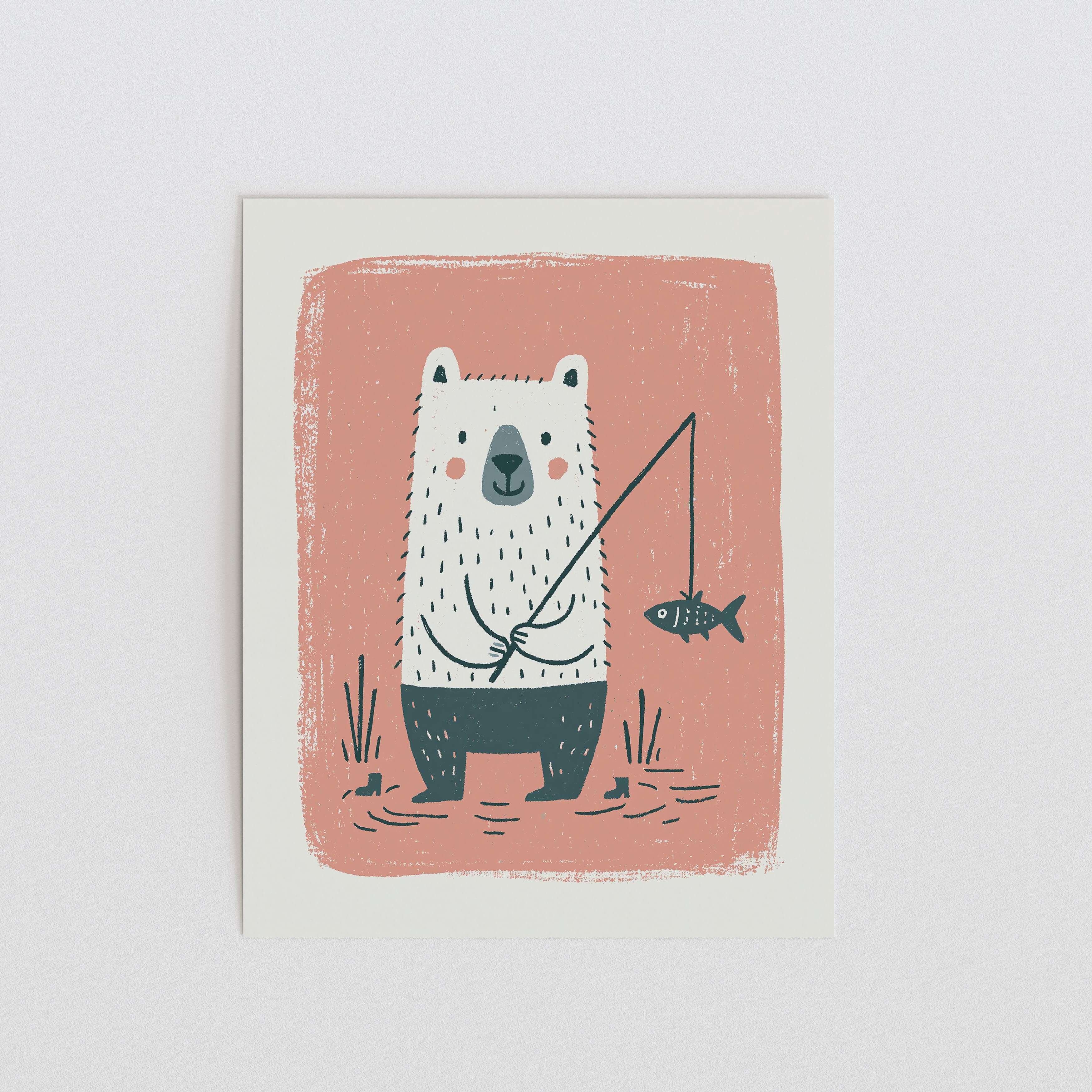 Fishing Bear Nursery Print