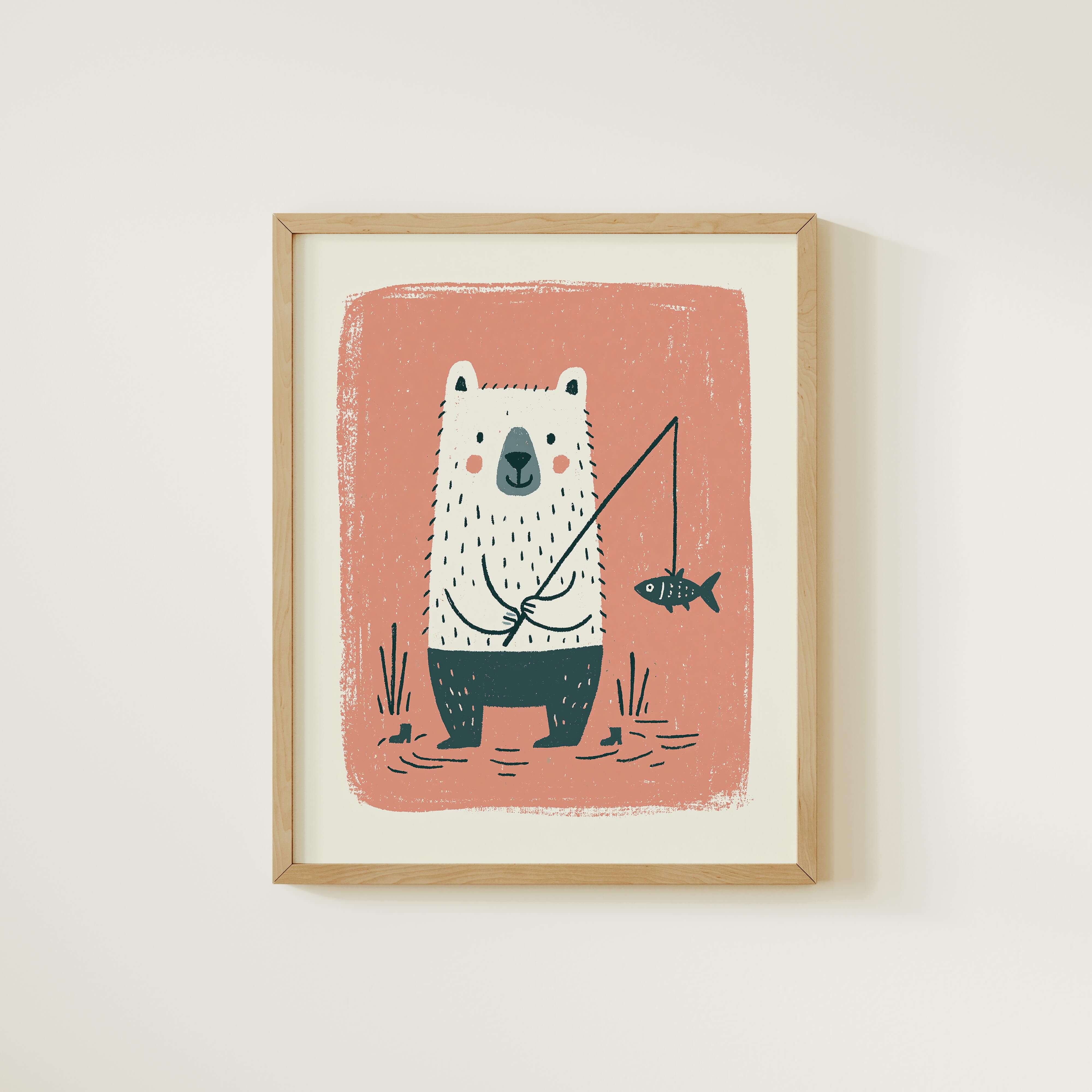 Fishing Bear Nursery Print