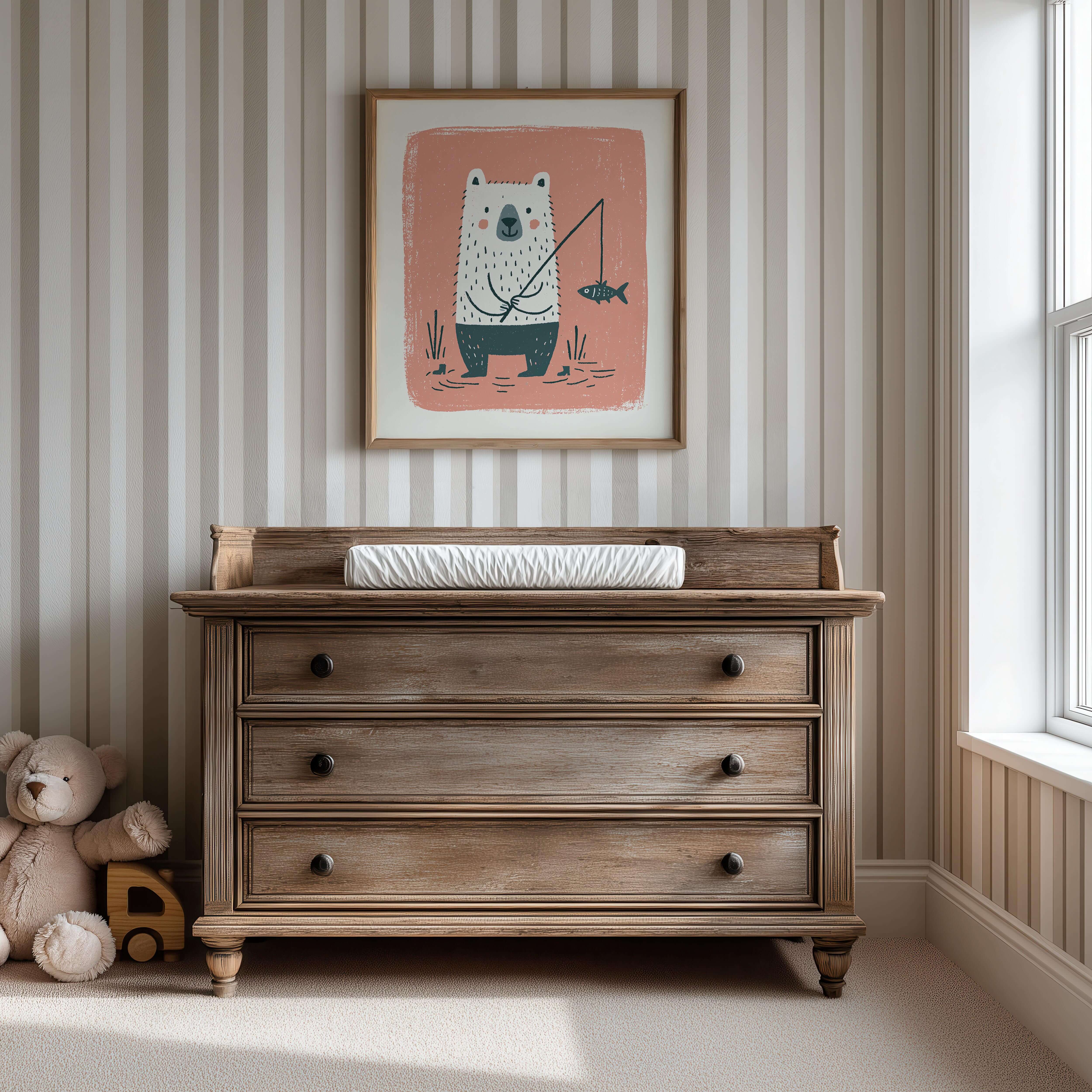 Fishing Bear Nursery Print