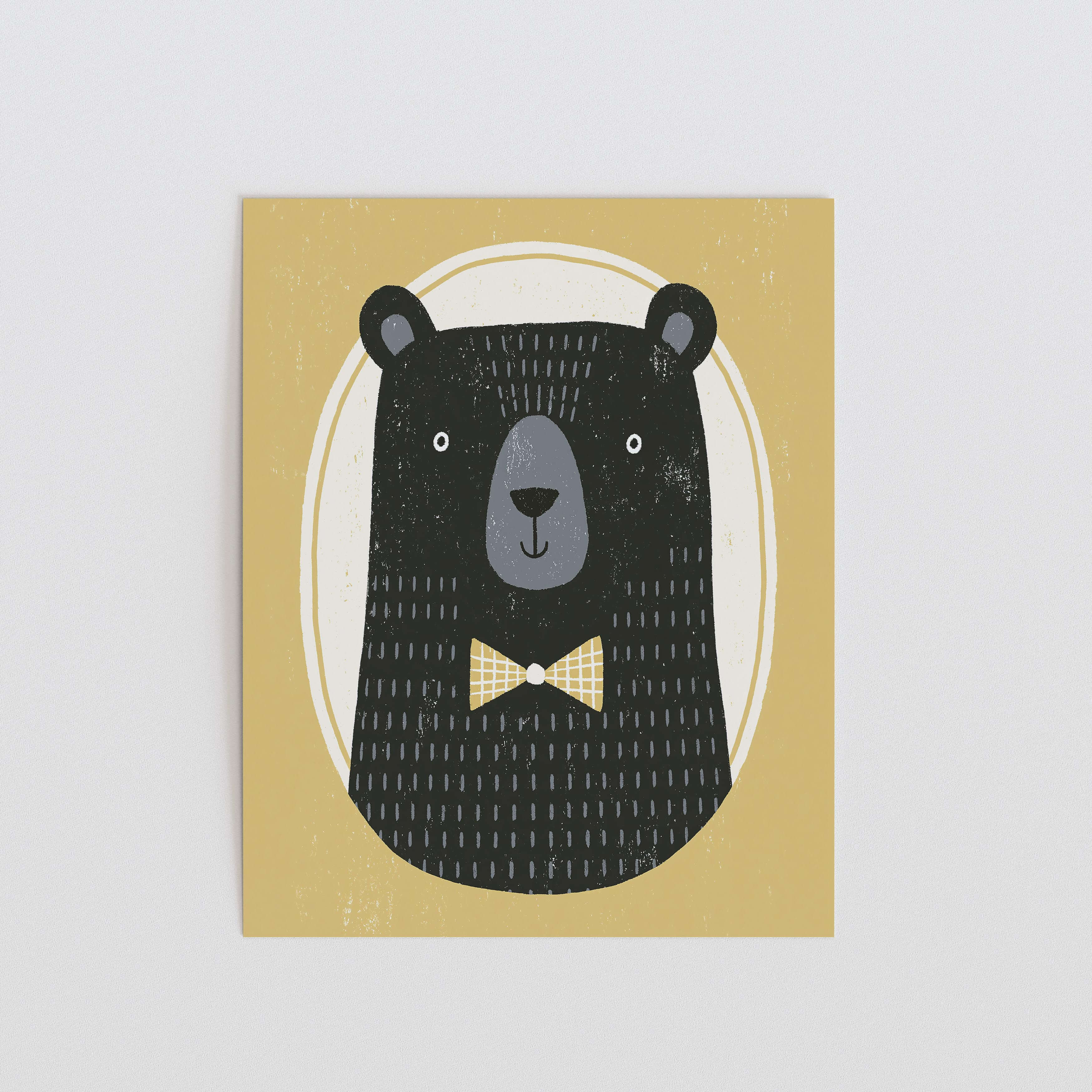 Bow Tie Bear Nursery Print