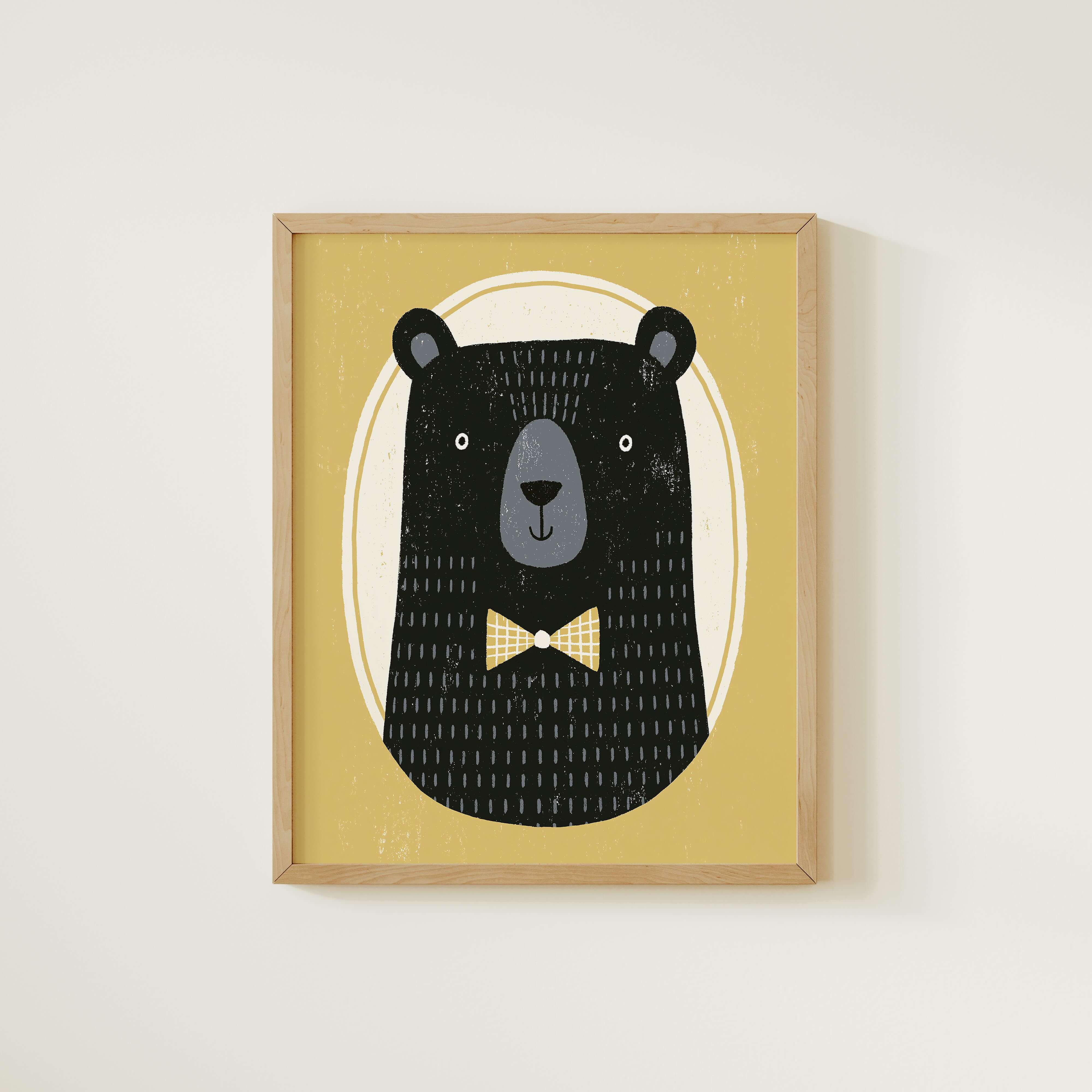 Bow Tie Bear Nursery Print