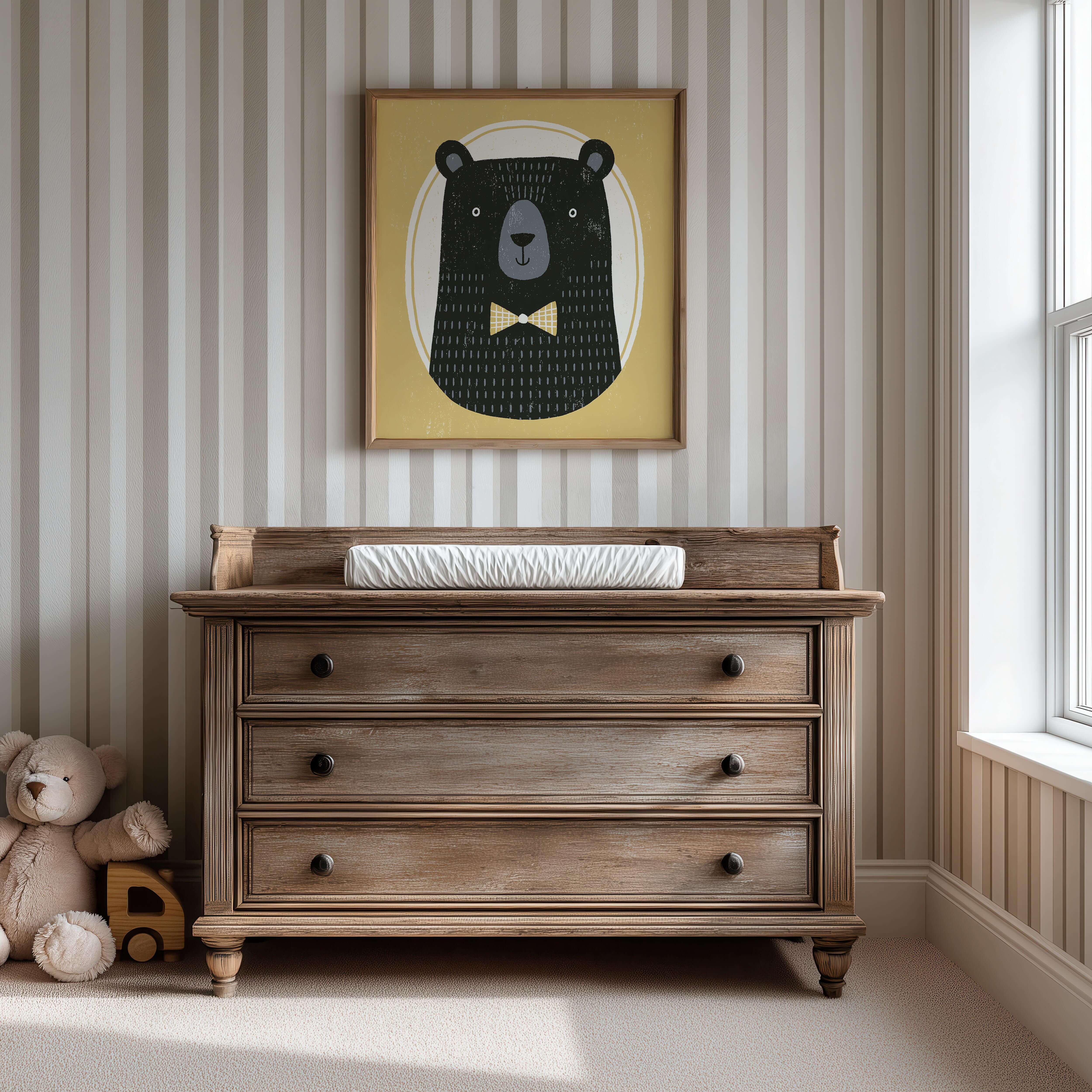 Bow Tie Bear Nursery Print
