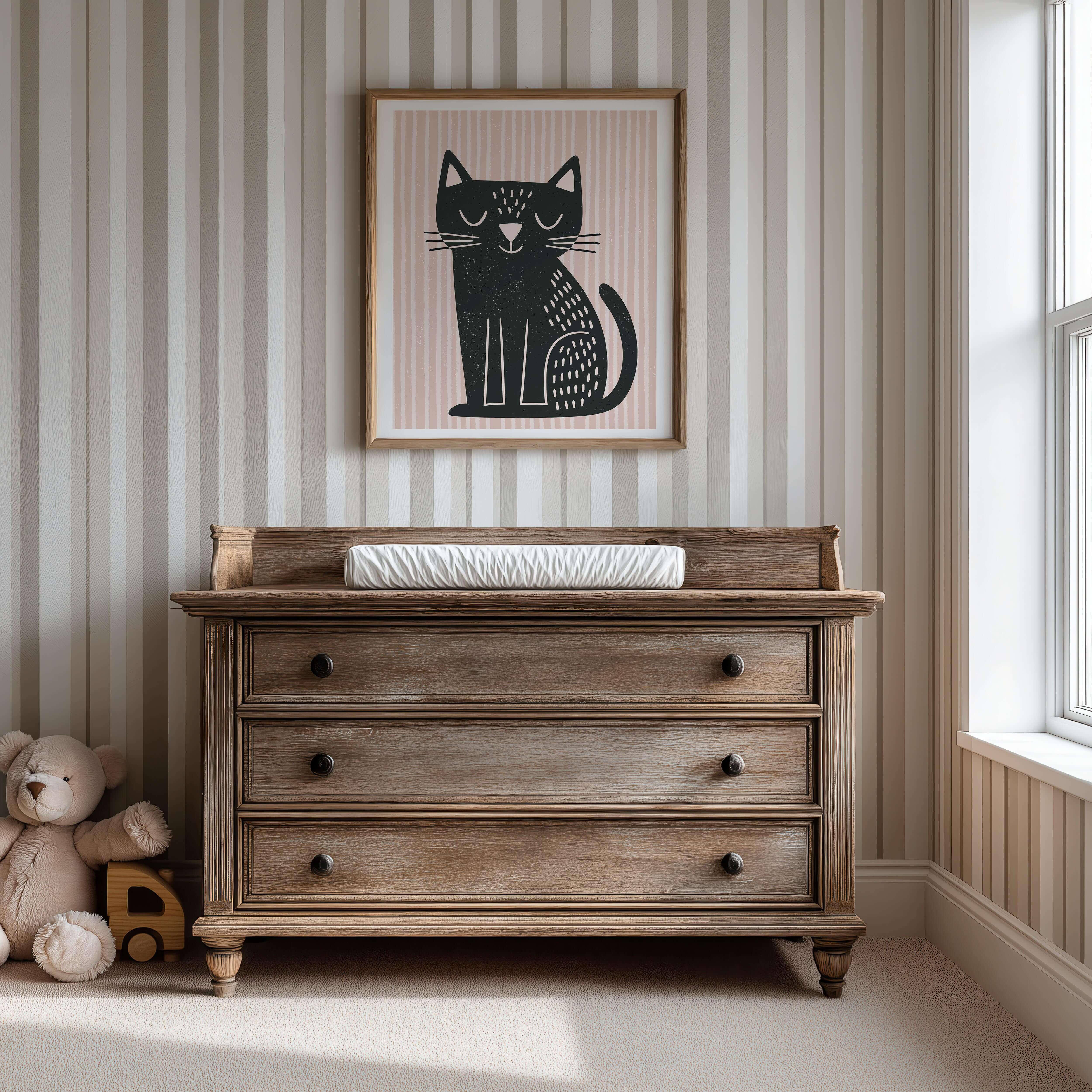 Black Cat Nursery Print
