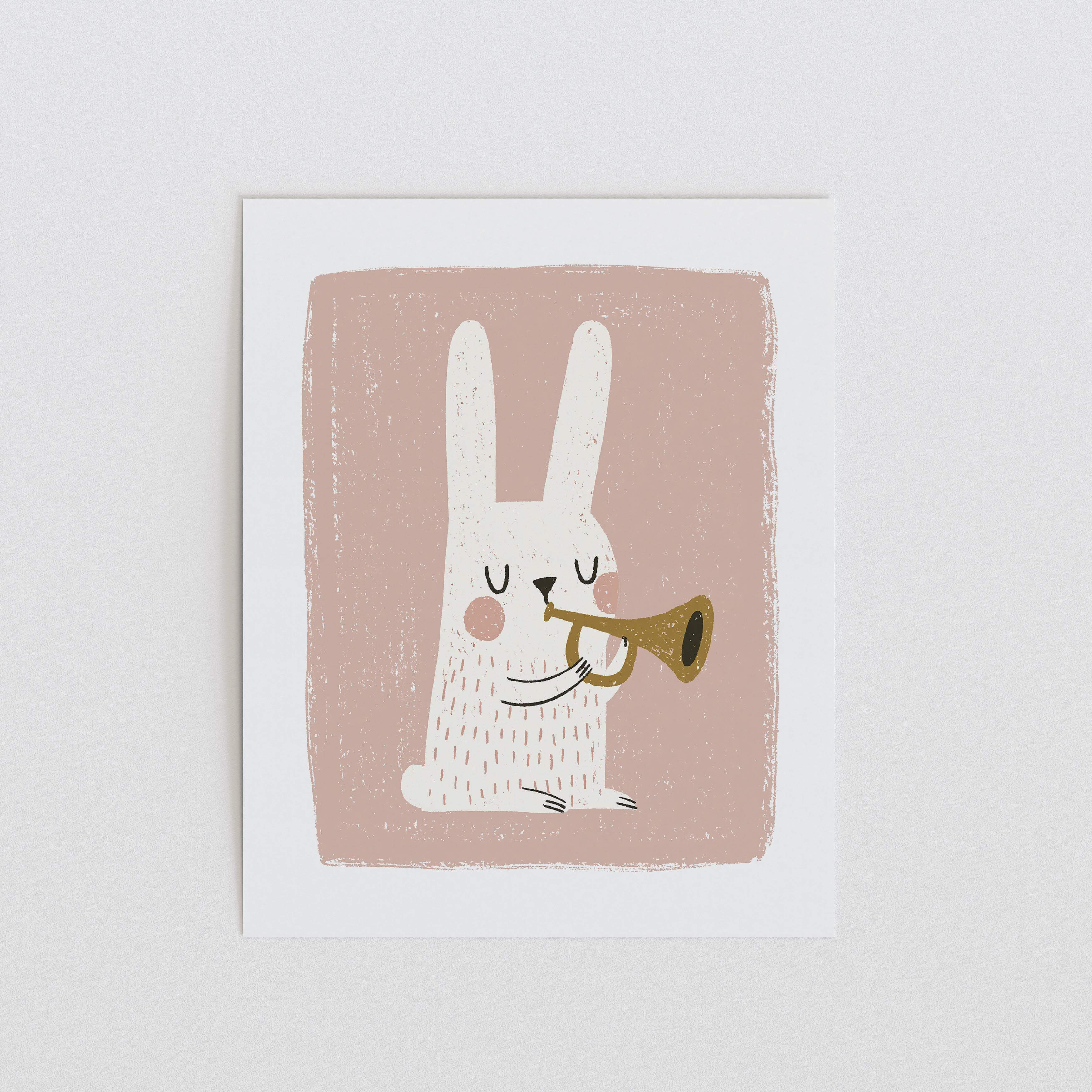 Trumpet Bunny Nursery Print