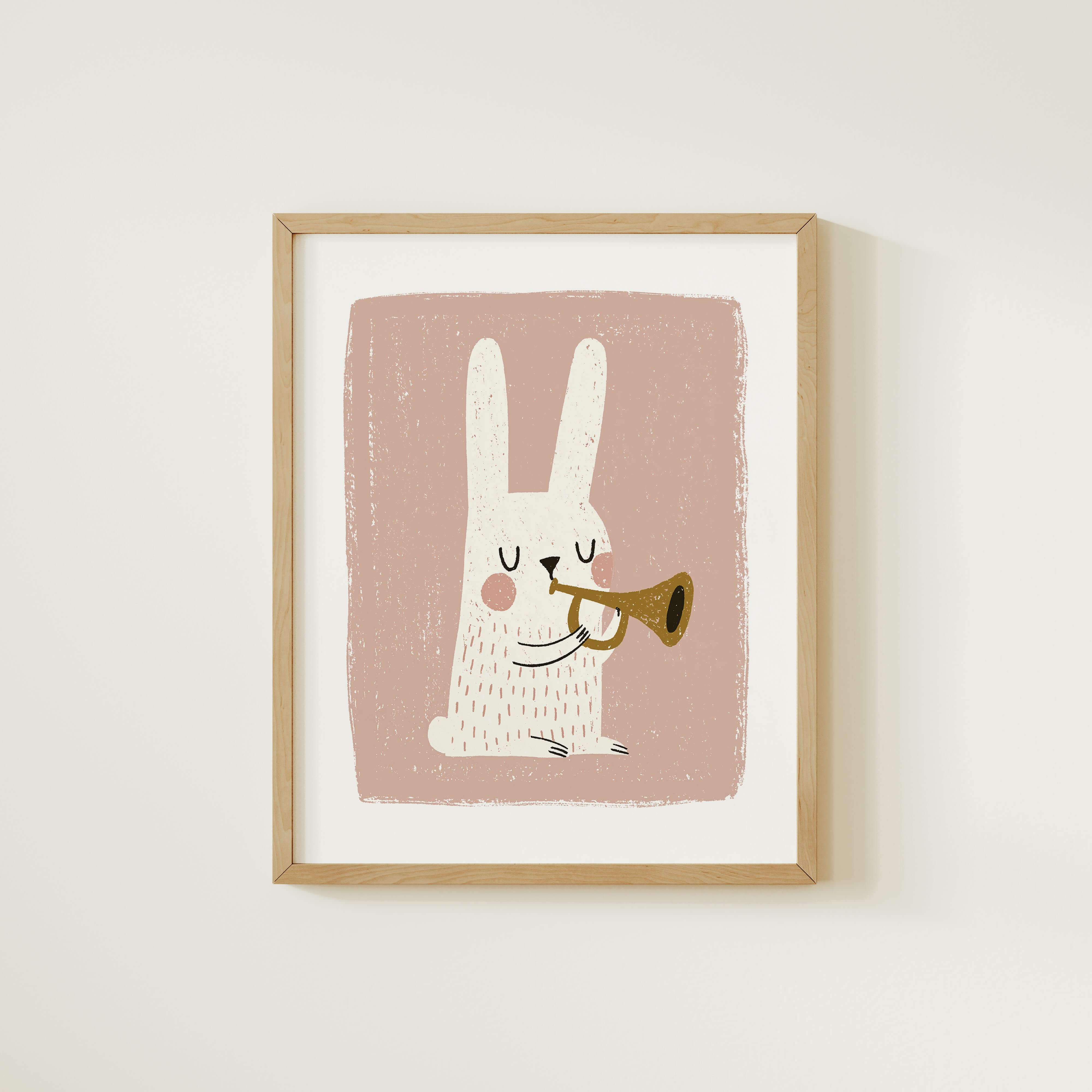Trumpet Bunny Nursery Print