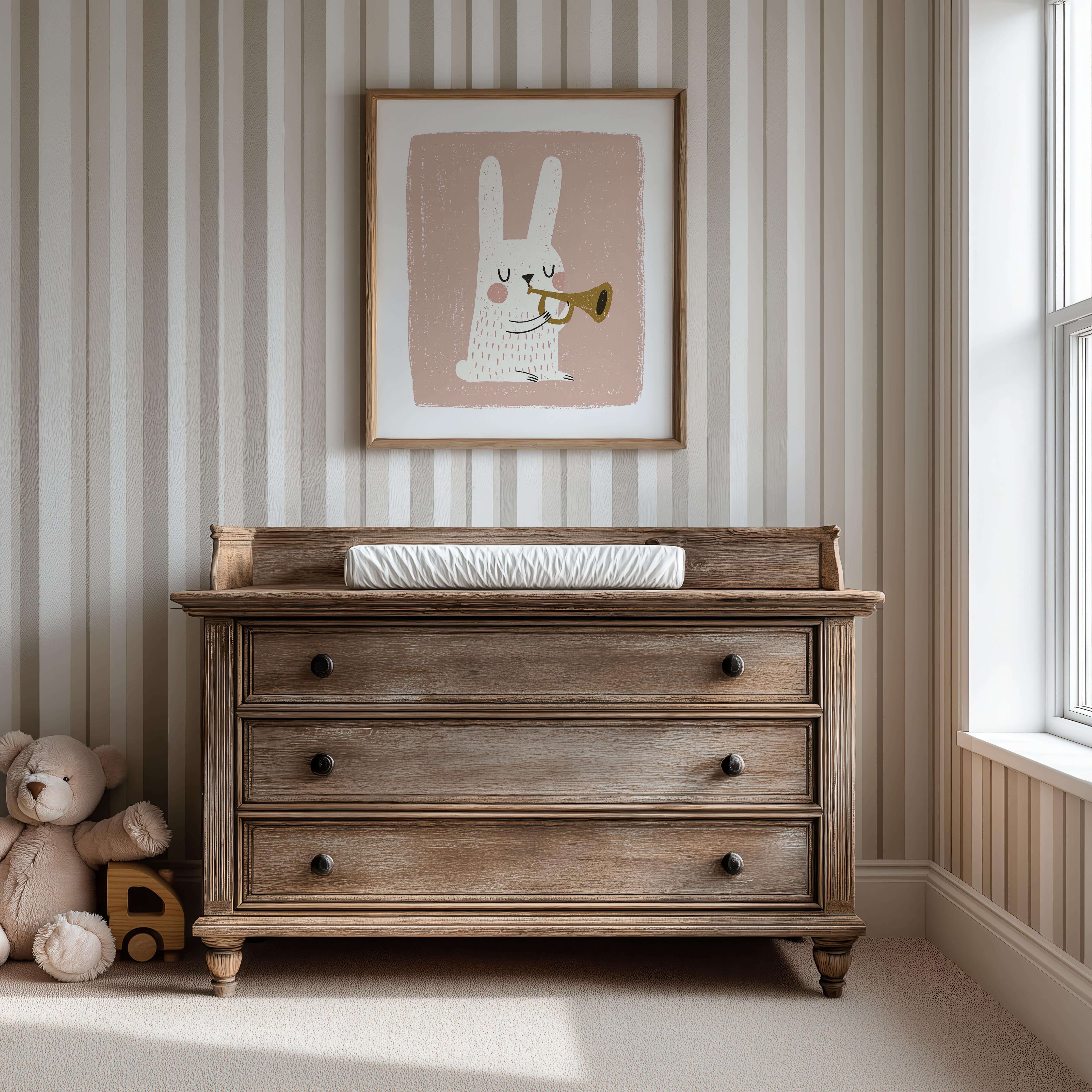 Trumpet Bunny Nursery Print