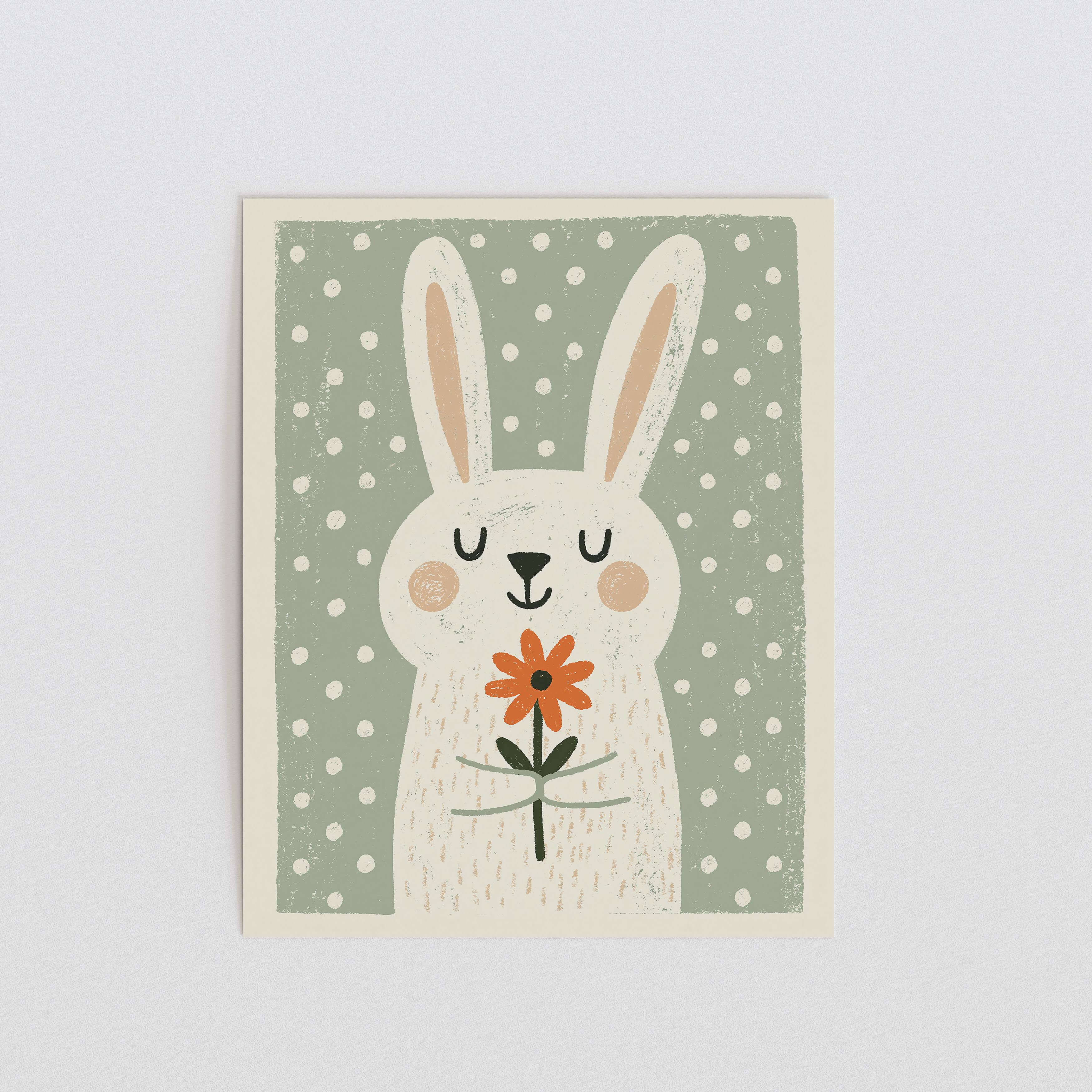 Flower Bunny Nursery Print