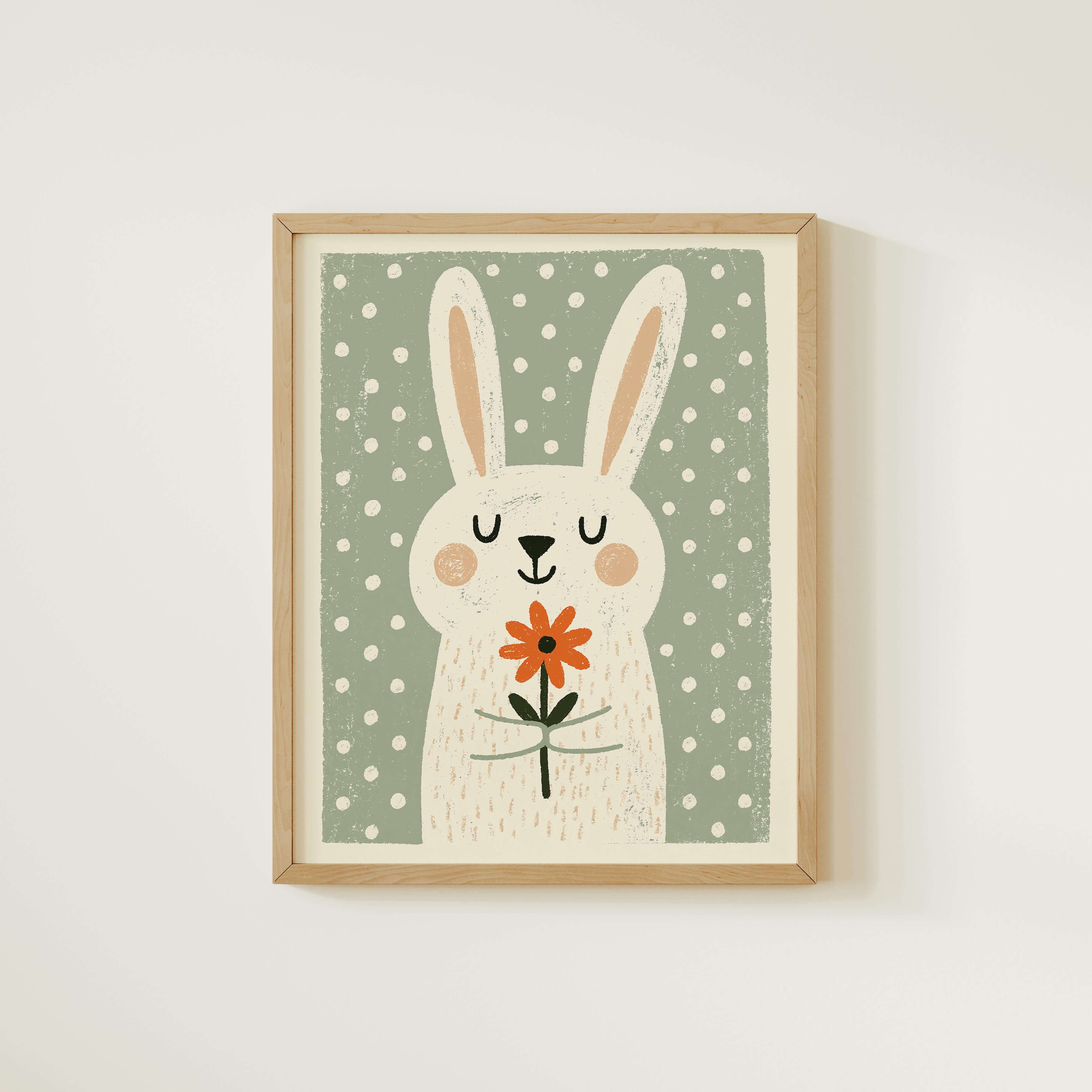 Flower Bunny Nursery Print
