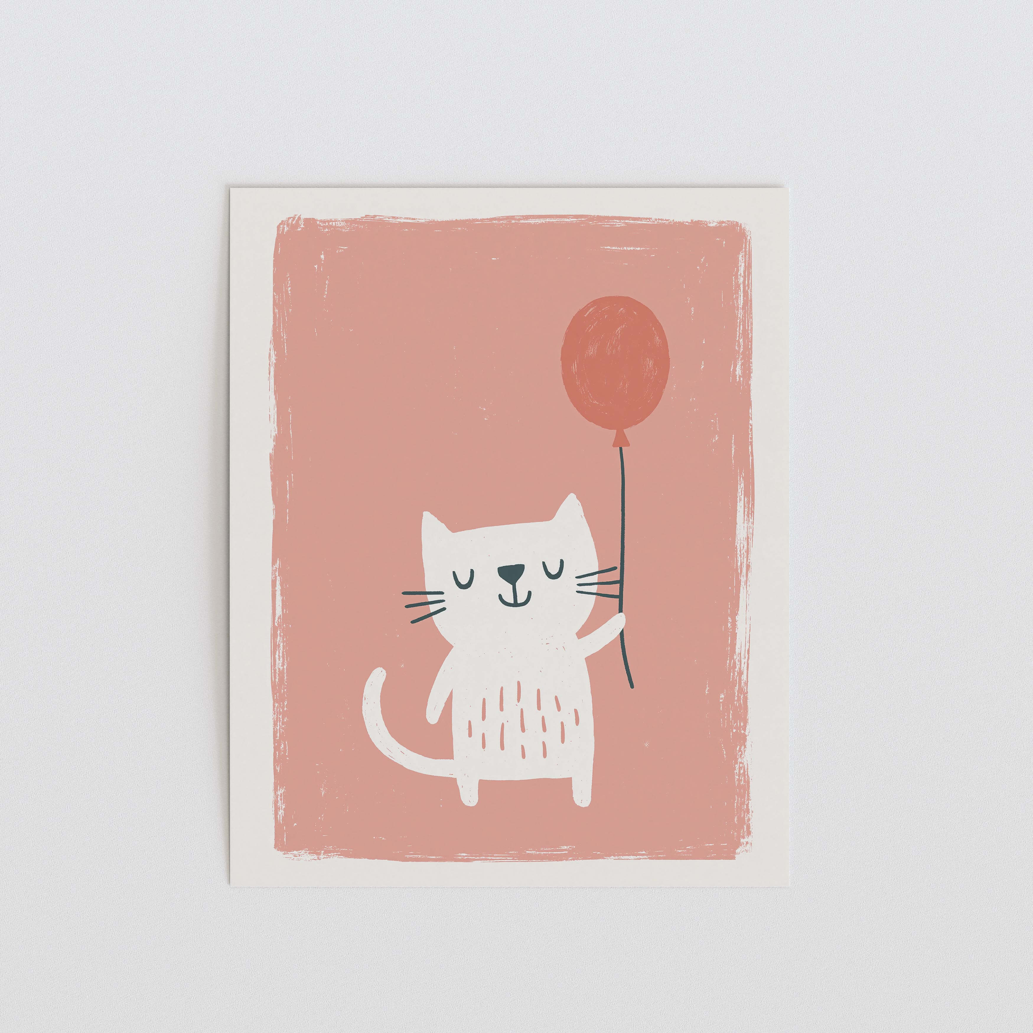 Balloon Cat Nursery Print