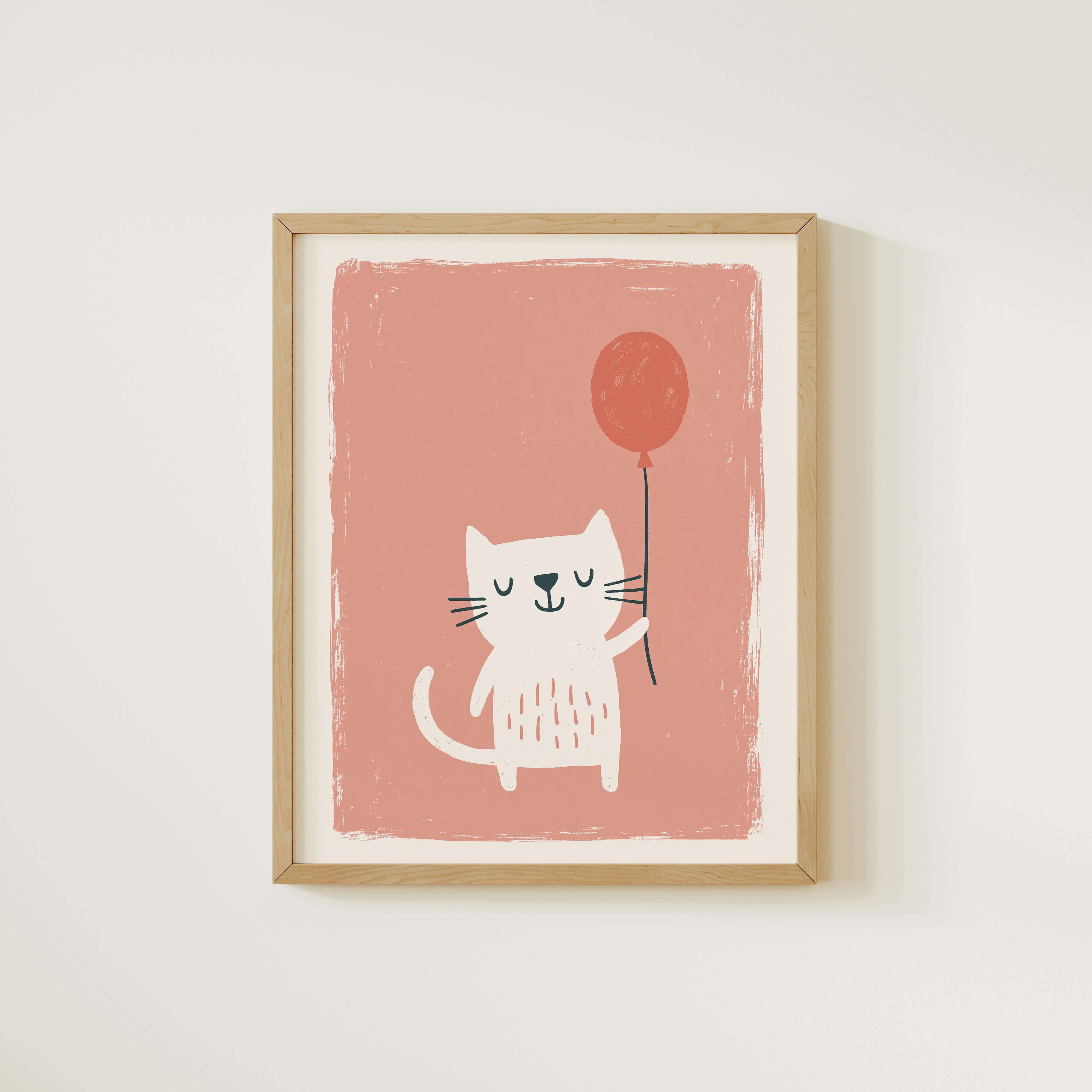 Balloon Cat Nursery Print