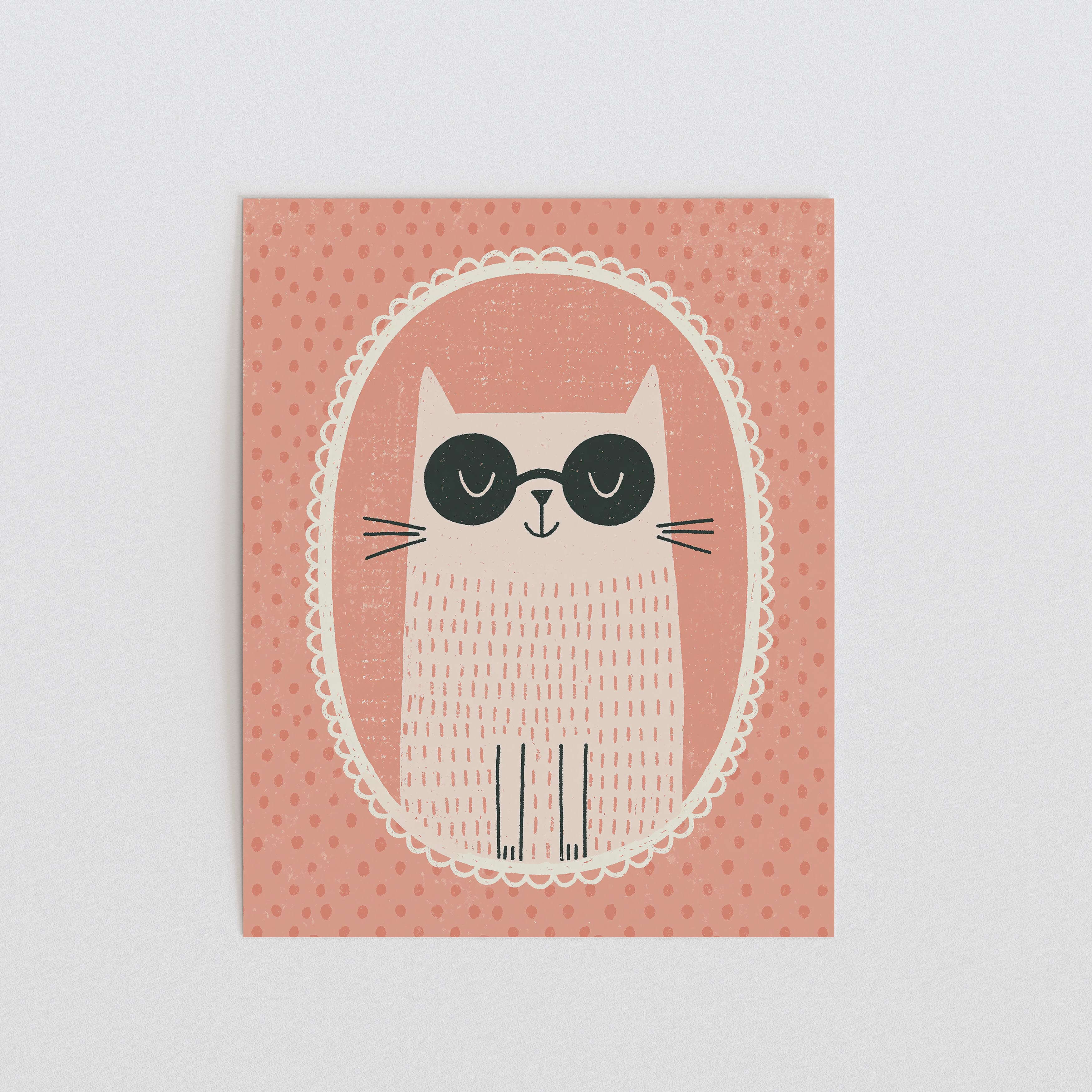 Cat With Glasses Nursery Print