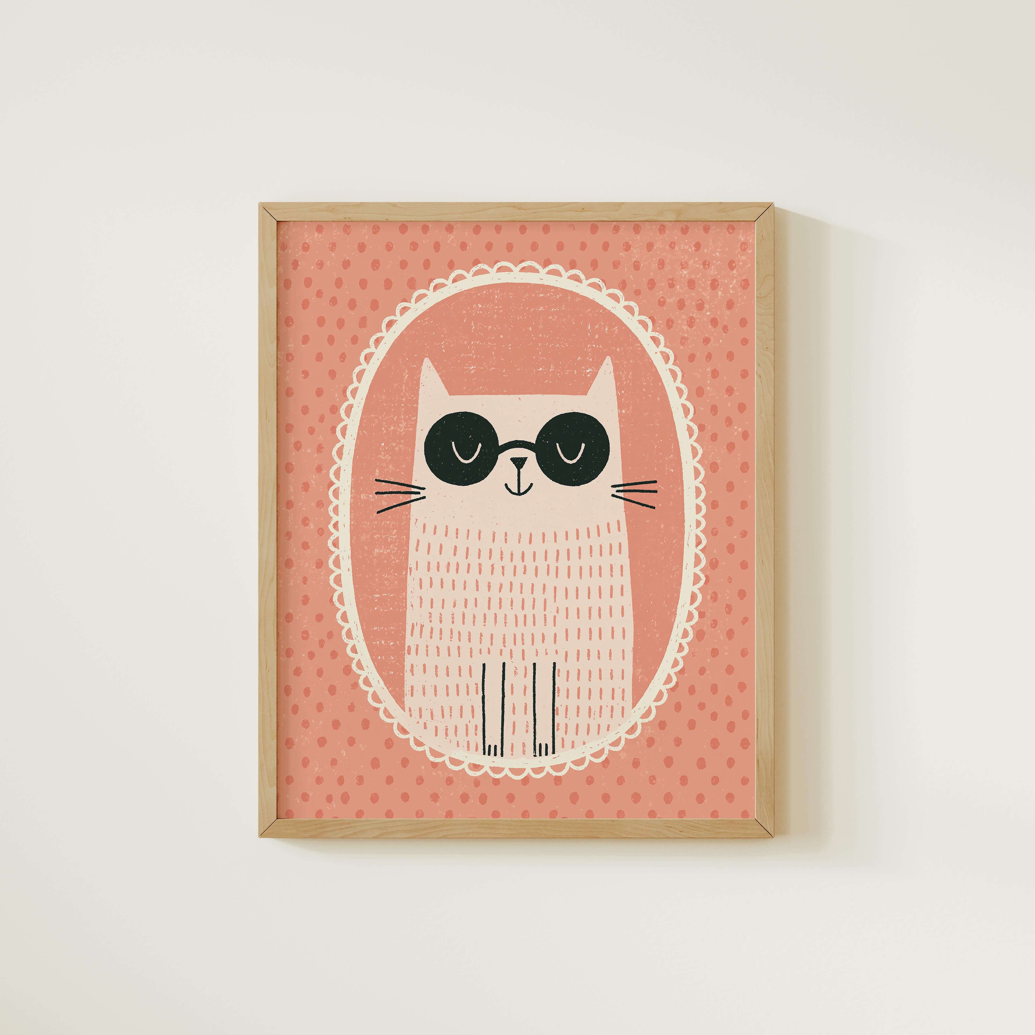 Cat With Glasses Nursery Print