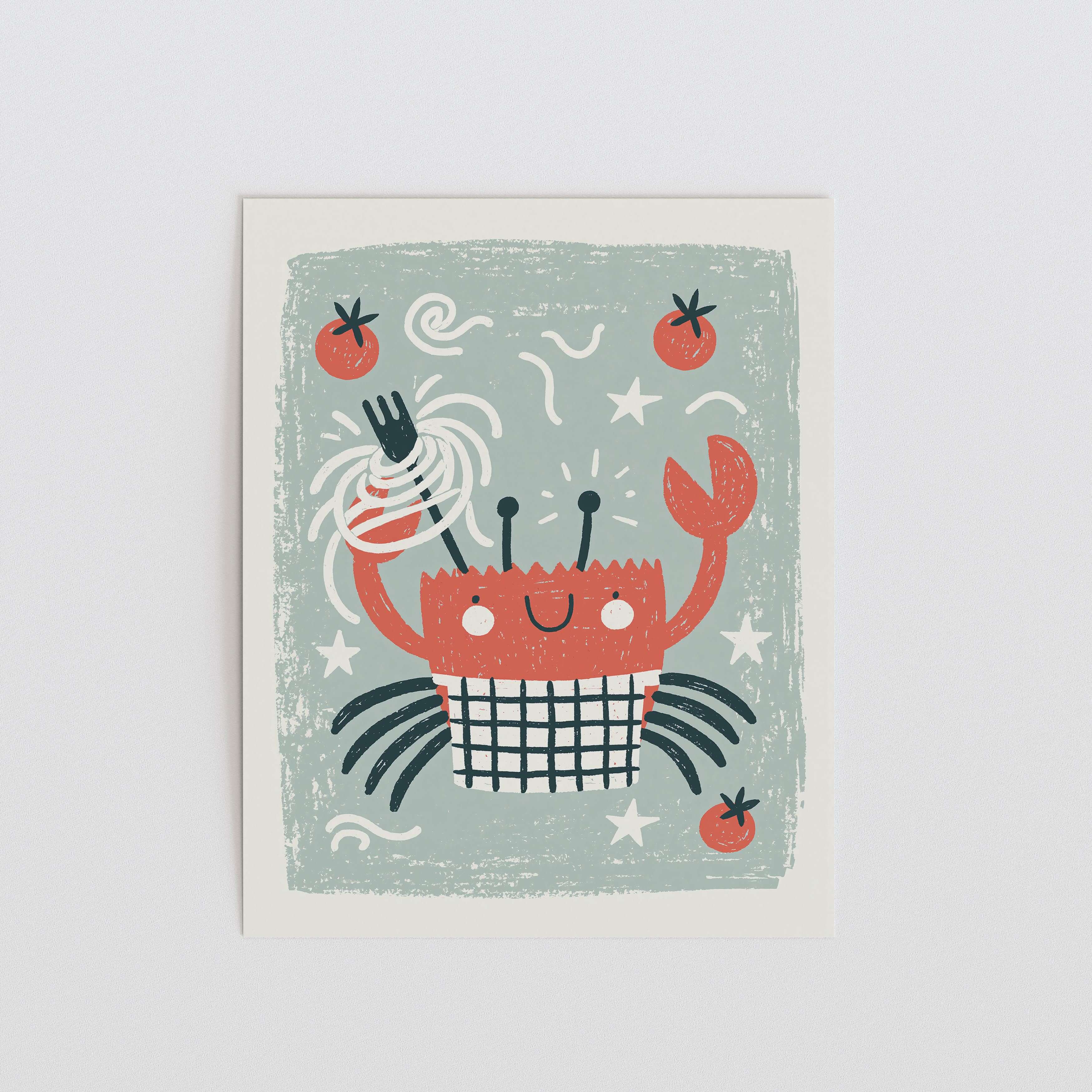 Spaghetti Crab Nursery Print